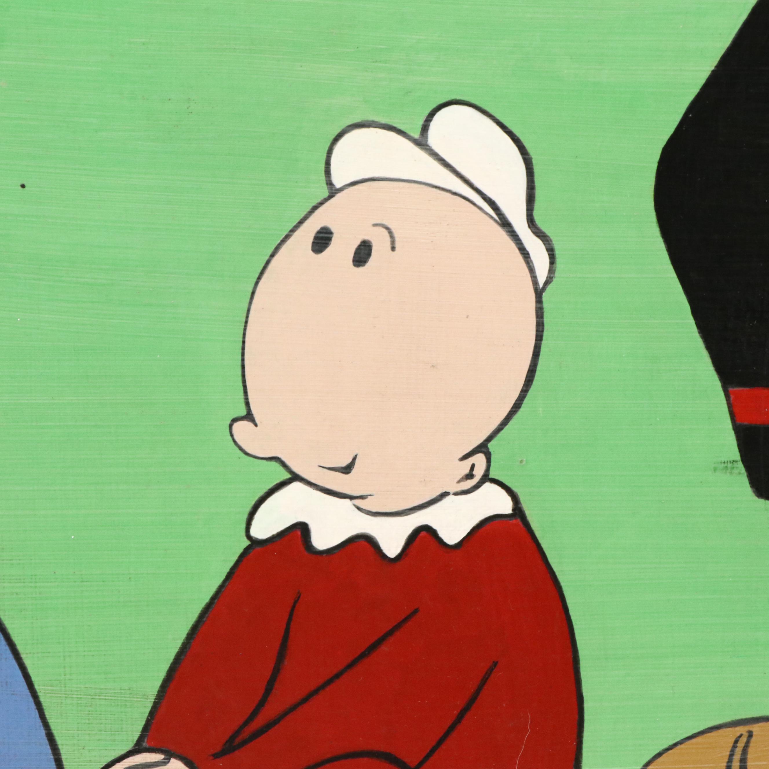 "Popeye the Sailor Man" Large Acrylic Painting, Late 20th Century