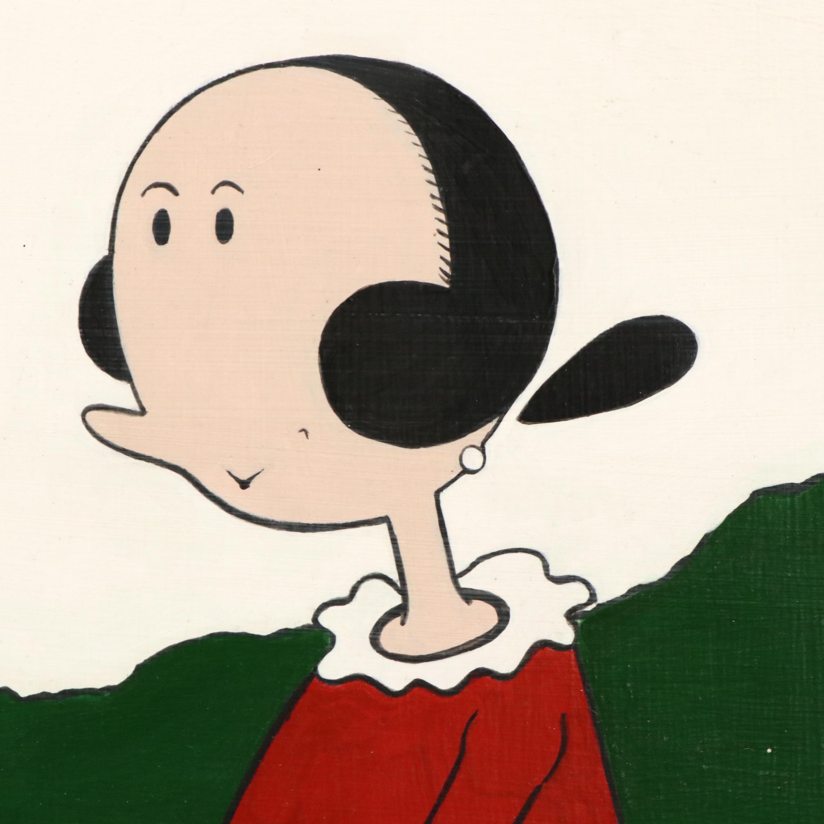 "Popeye the Sailor Man" Large Acrylic Painting, Late 20th Century