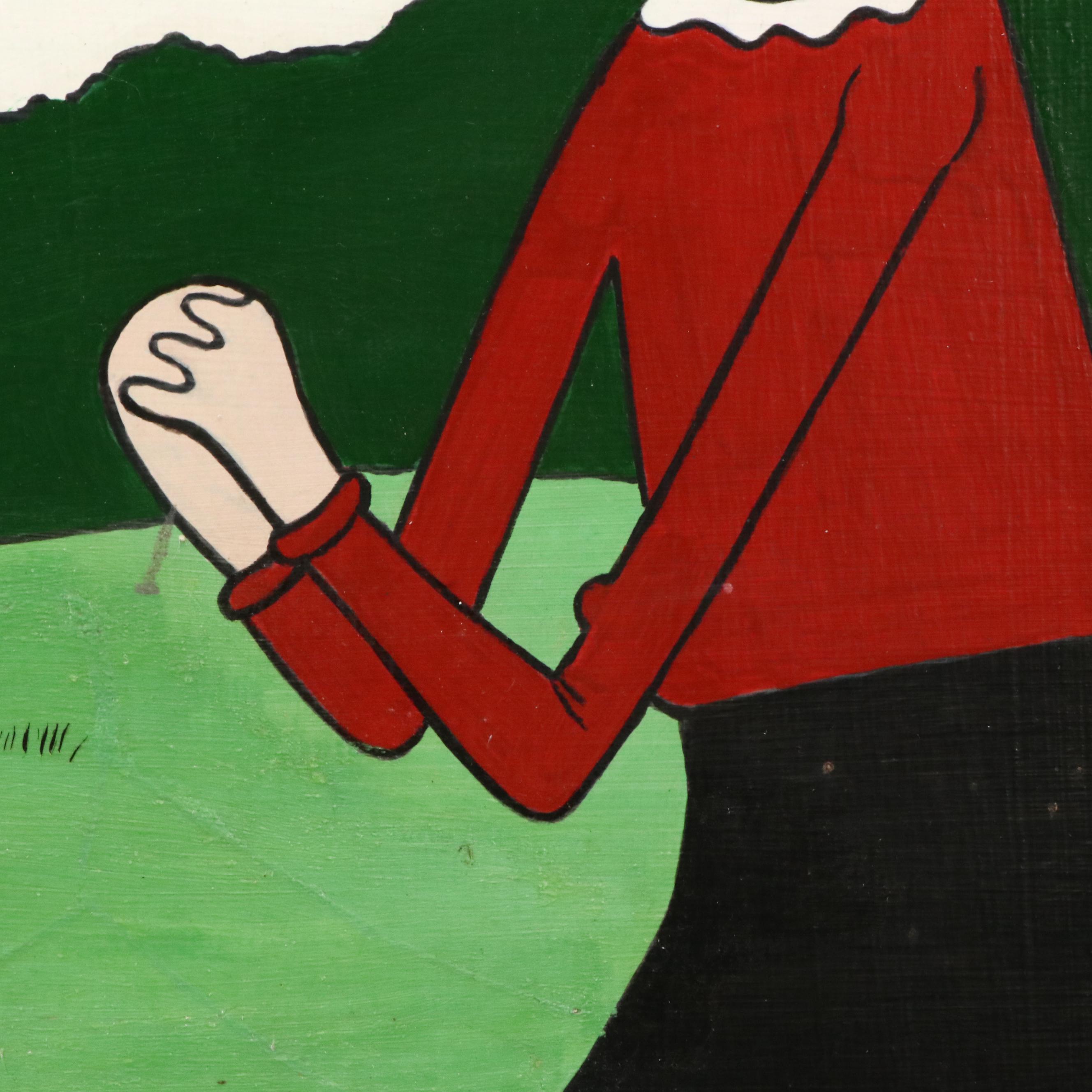 "Popeye the Sailor Man" Large Acrylic Painting, Late 20th Century