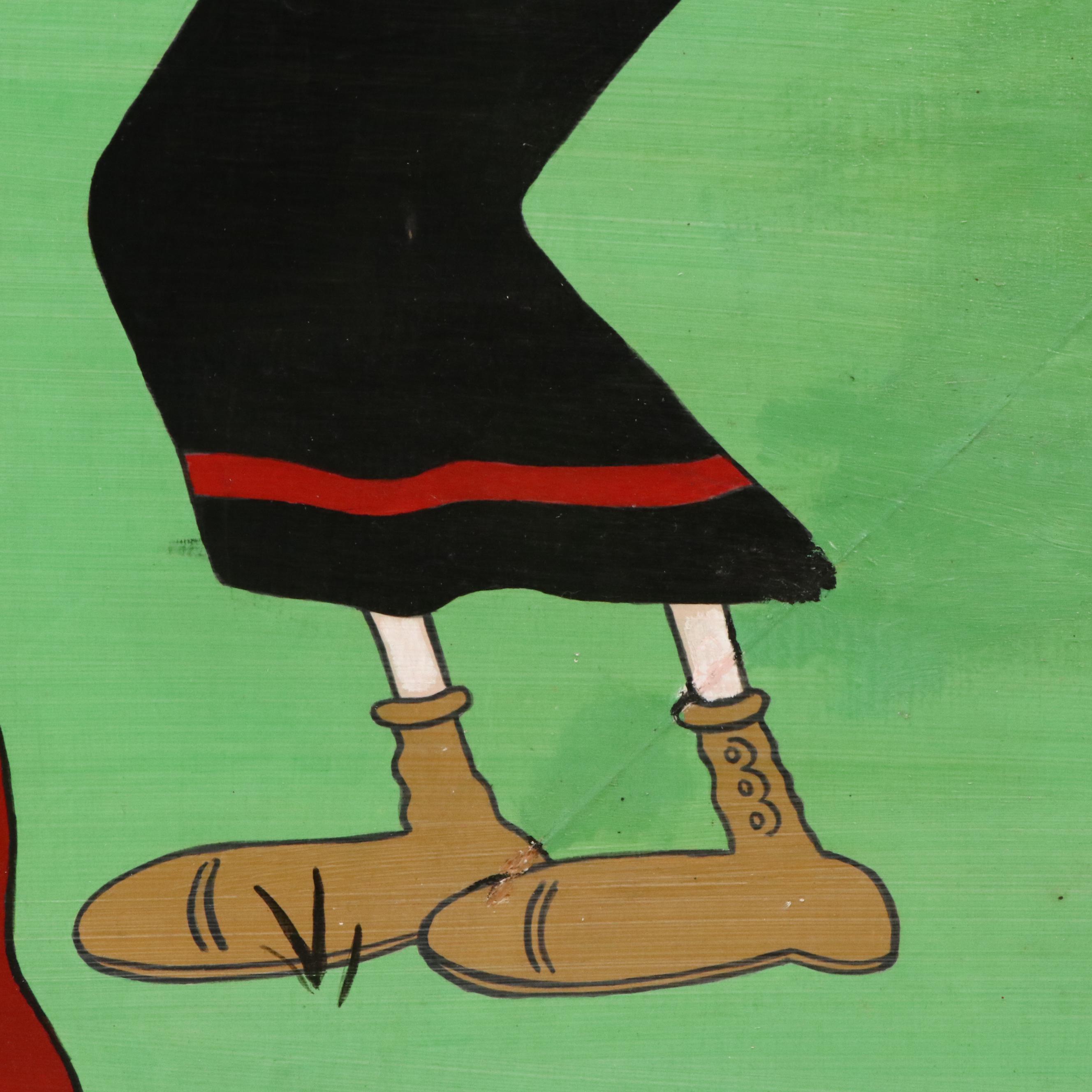 "Popeye the Sailor Man" Large Acrylic Painting, Late 20th Century