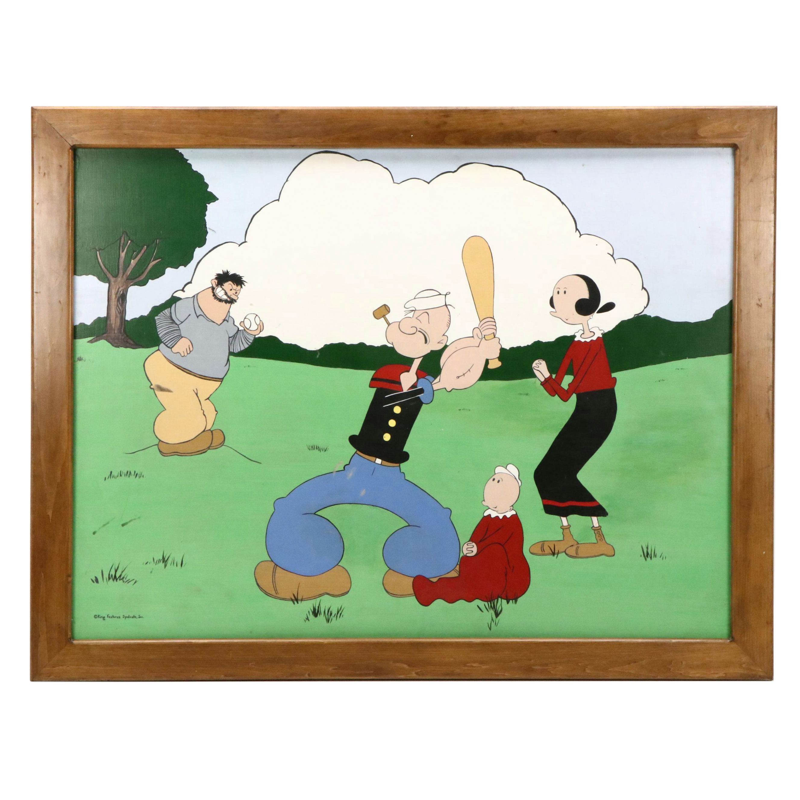 "Popeye the Sailor Man" Large Acrylic Painting, Late 20th Century