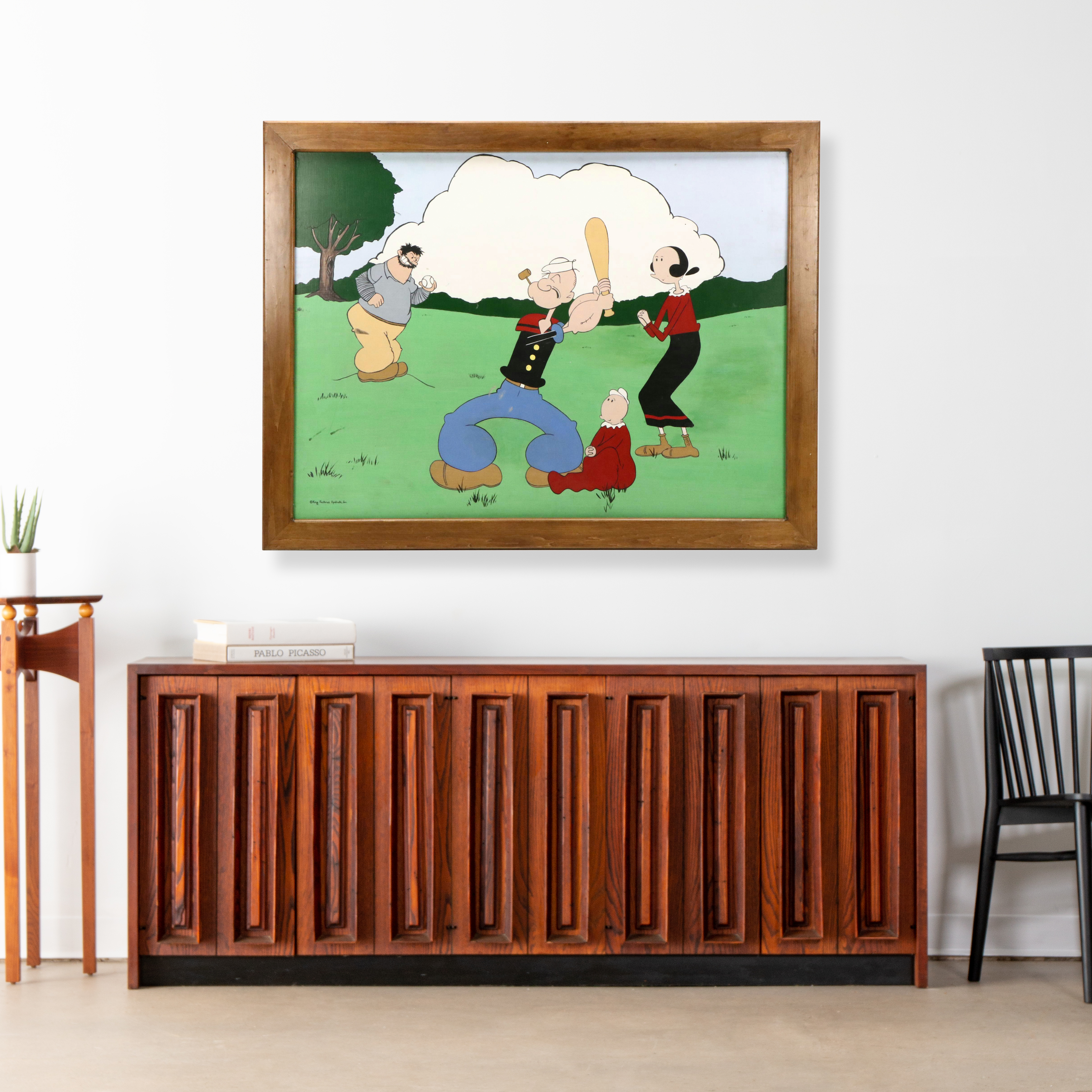 "Popeye the Sailor Man" Large Acrylic Painting, Late 20th Century