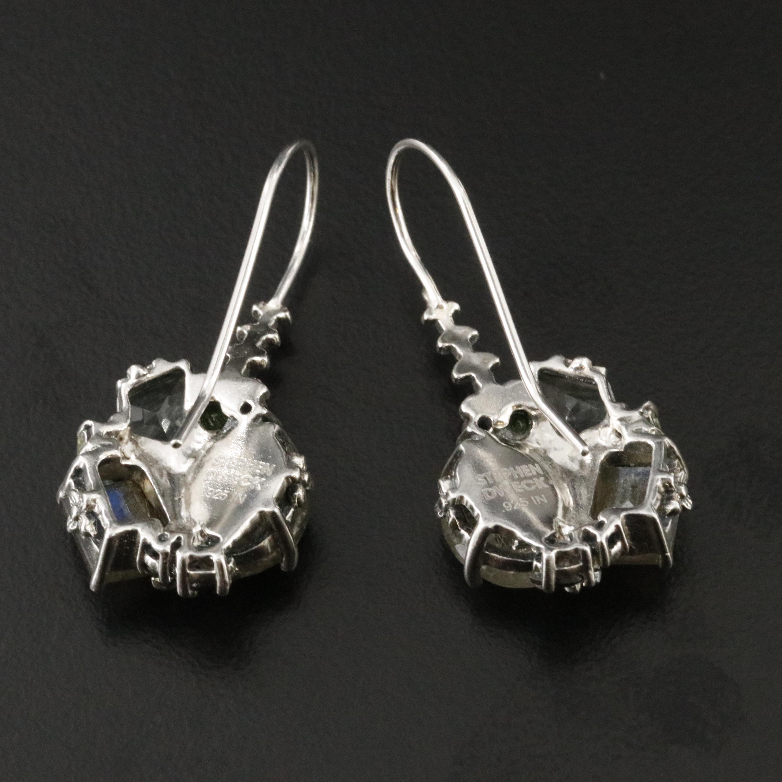 Stephen Dweck Sterling Rutilated Quartz, Labradorite and Prasiolite Earrings