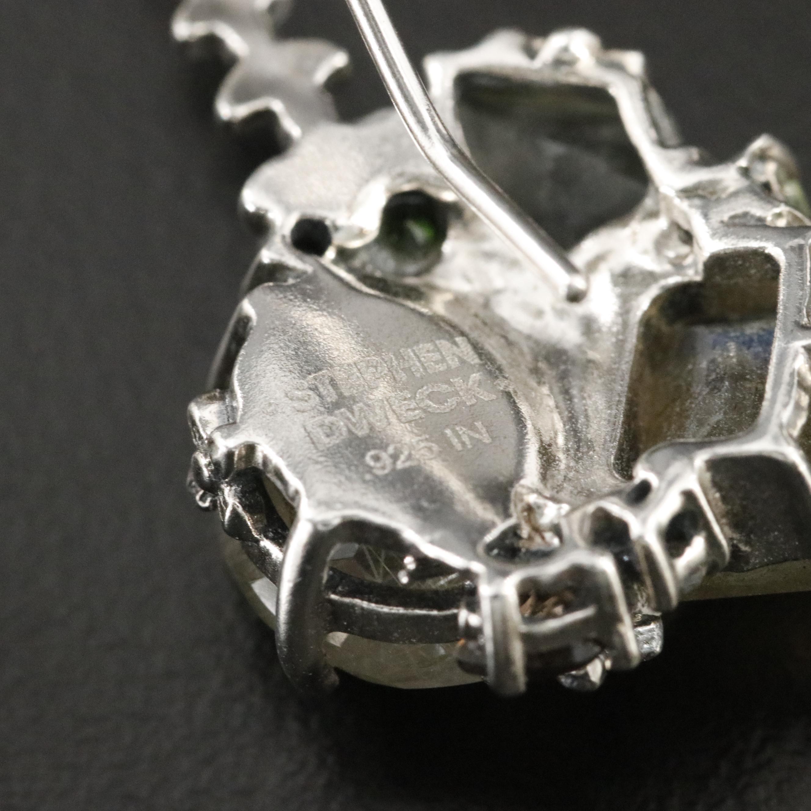 Stephen Dweck Sterling Rutilated Quartz, Labradorite and Prasiolite Earrings