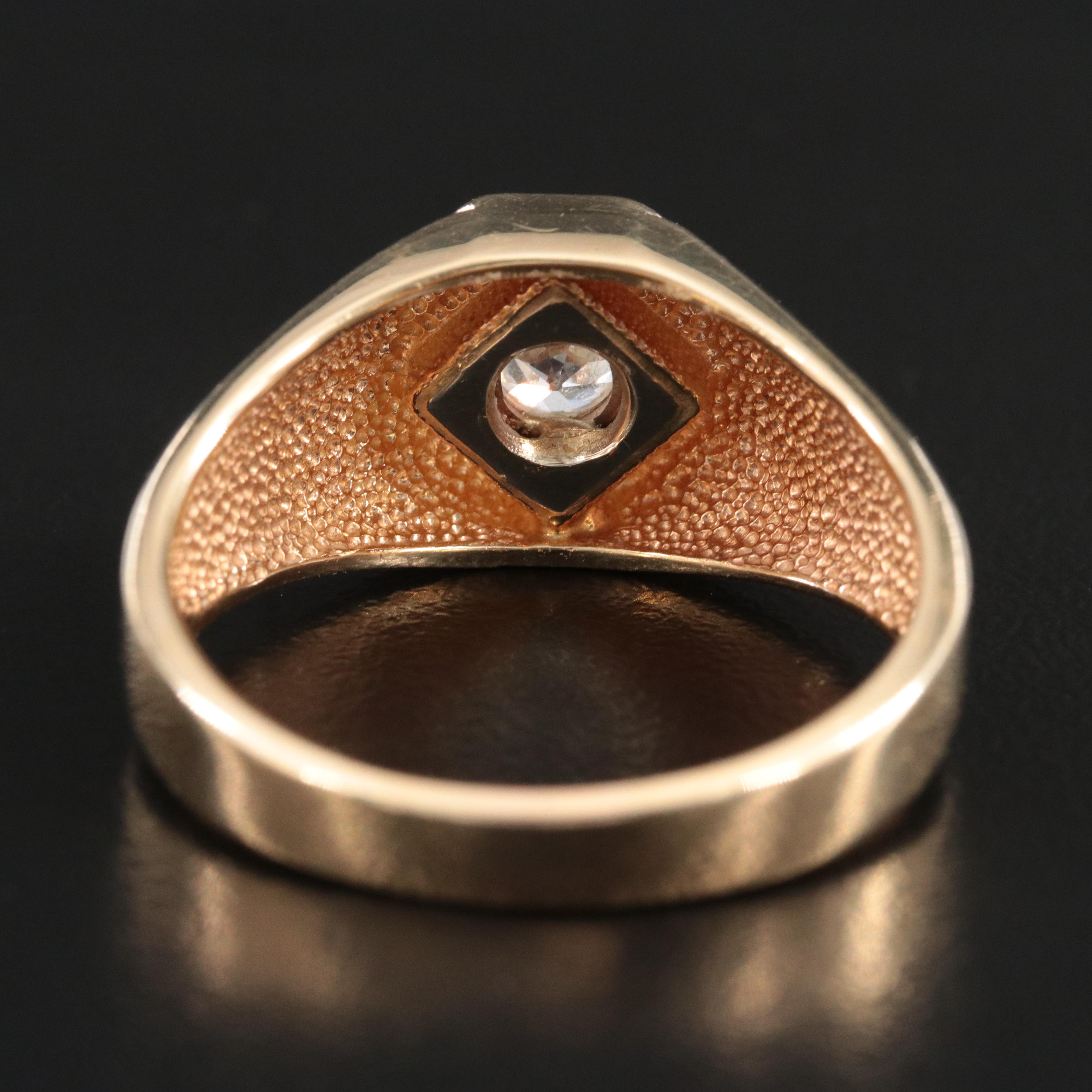 14K 0.48 CT Diamond Solitaire Signet Ring