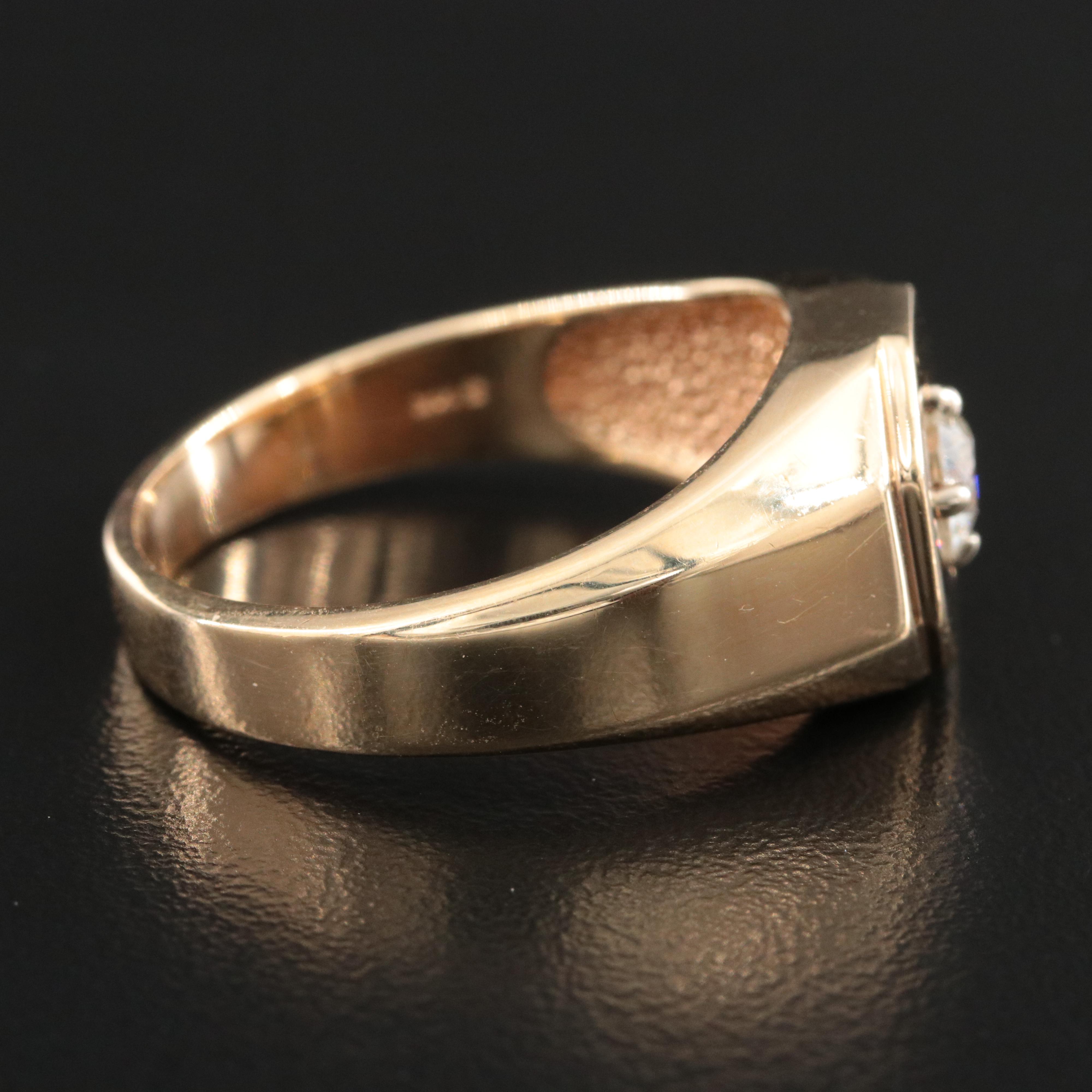 14K 0.48 CT Diamond Solitaire Signet Ring