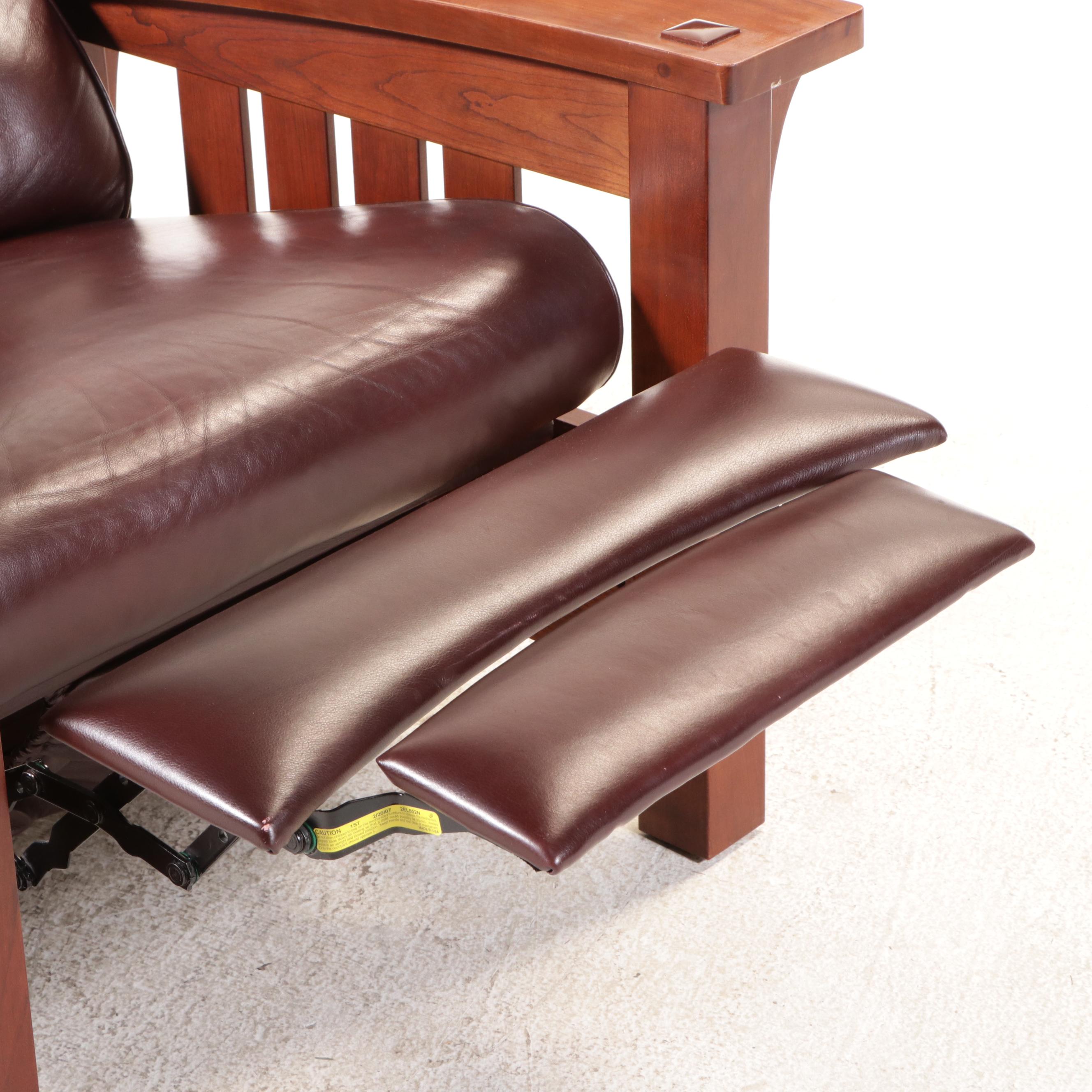 Stickley Arts & Crafts Style Cherry and Leather Recliner, 2007