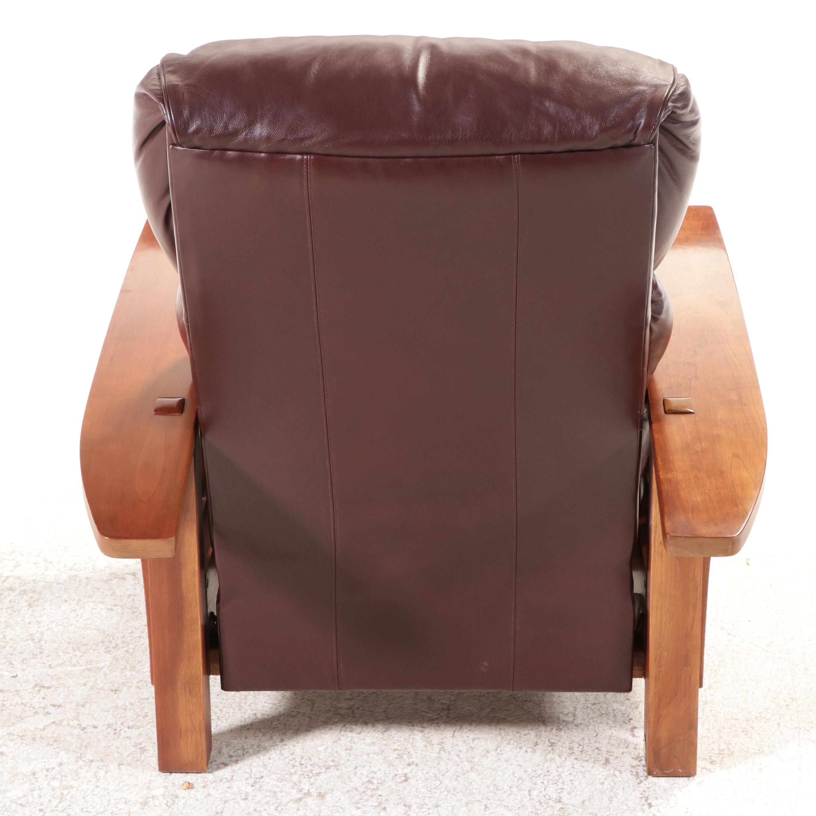 Stickley Arts & Crafts Style Cherry and Leather Recliner, 2007