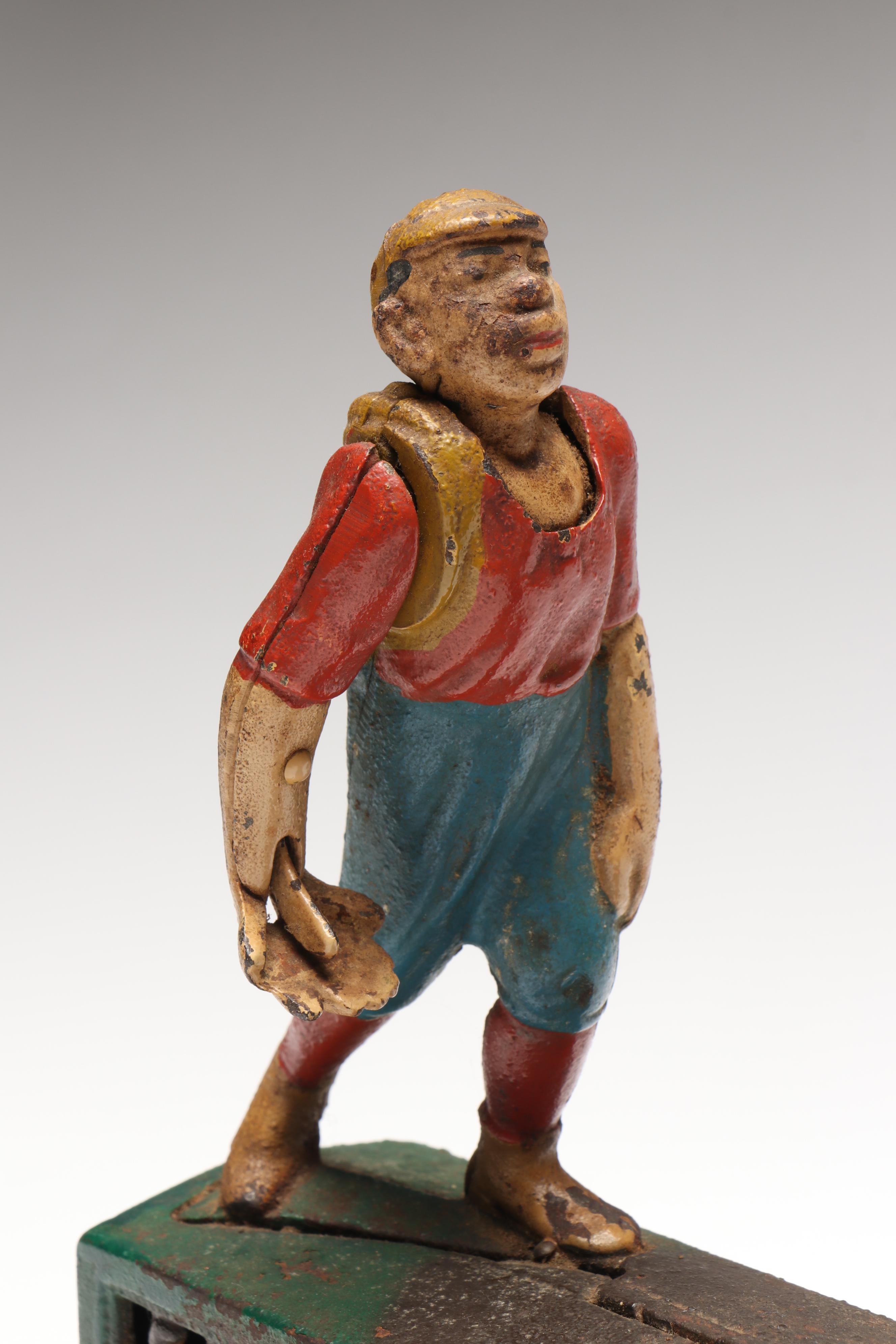 Reproduction "Hometown Battery" Cast Iron Baseball Mechanical Bank