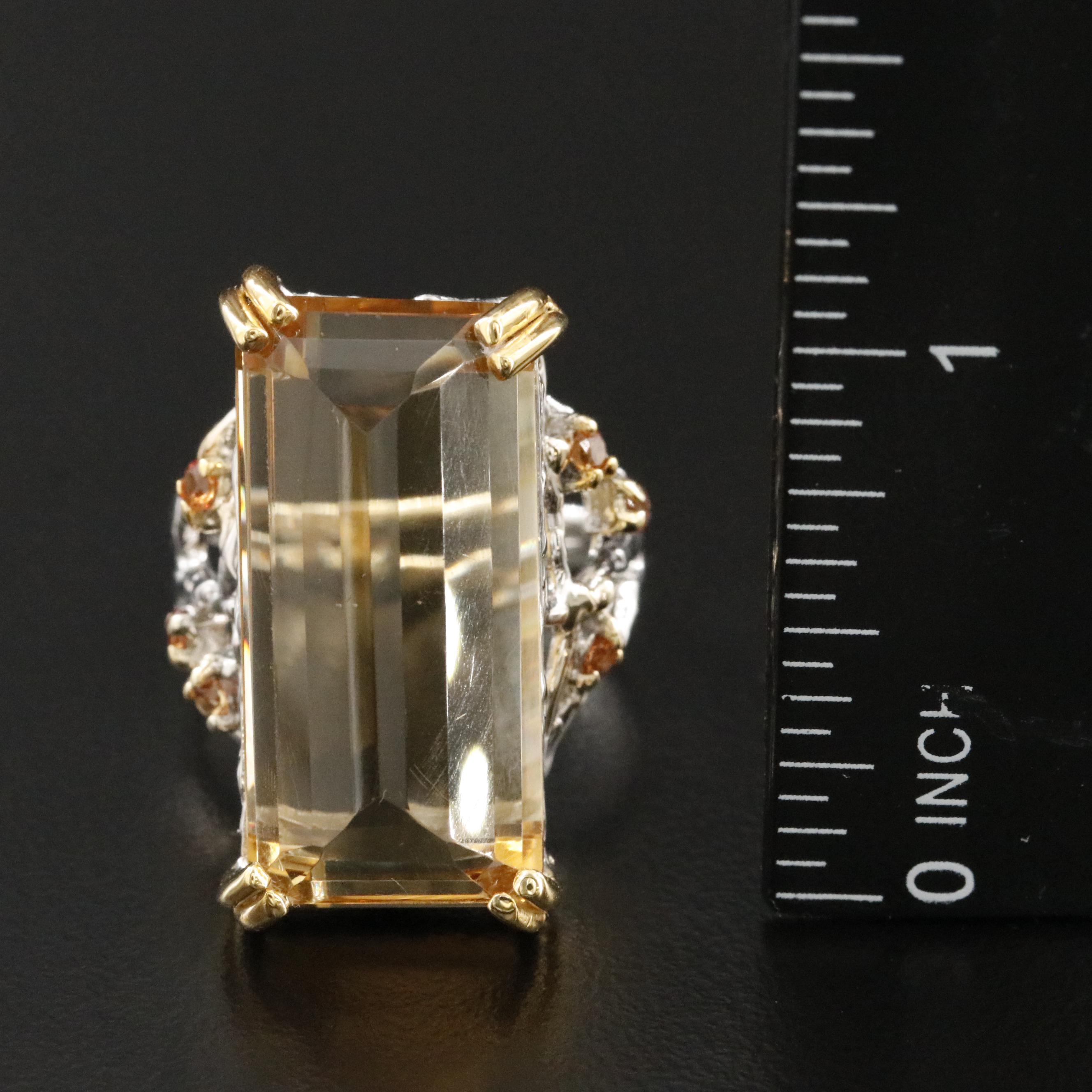 Sterling Citrine and Sapphire Ring