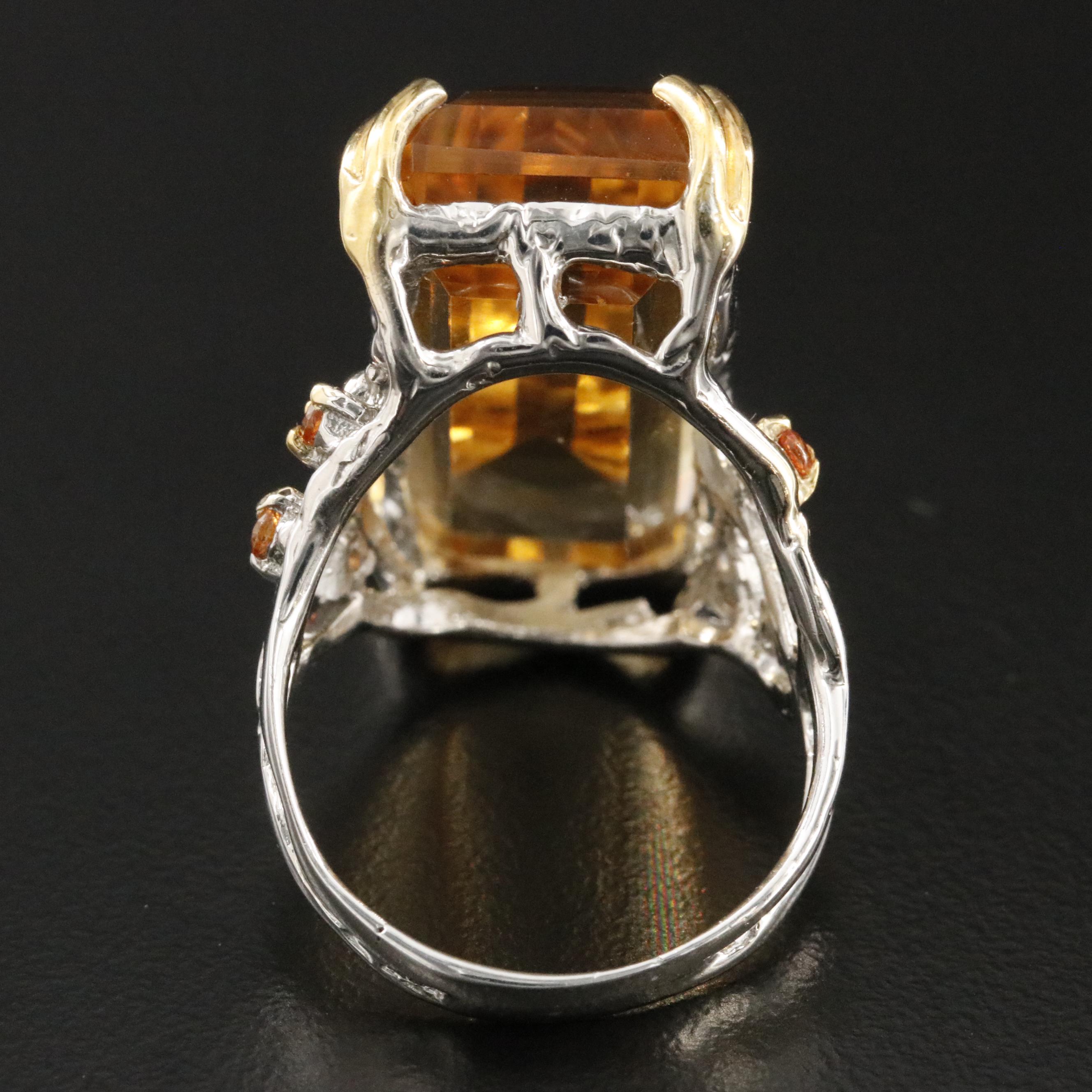 Sterling Citrine and Sapphire Ring
