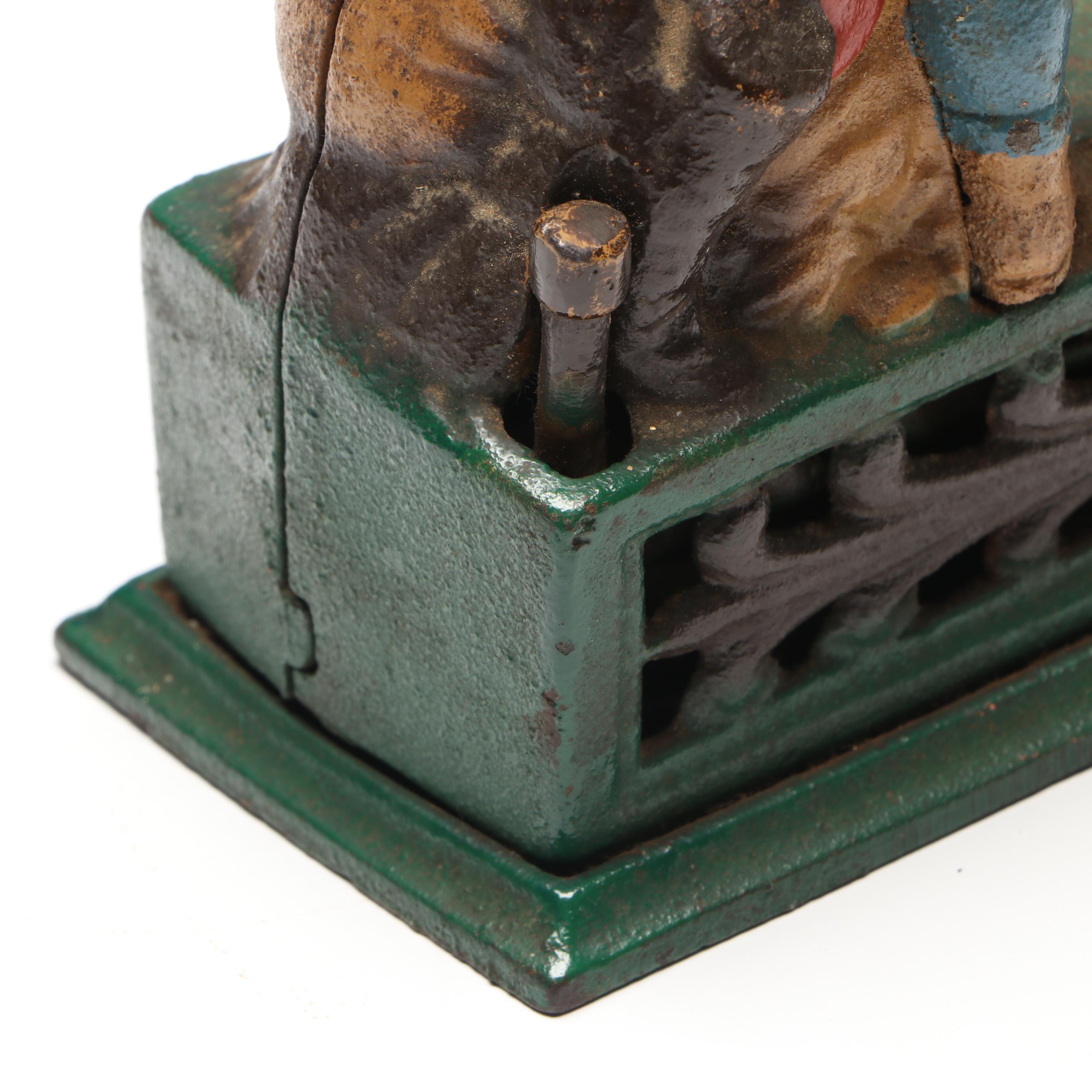 Reproduction "Hometown Battery" Cast Iron Baseball Mechanical Bank