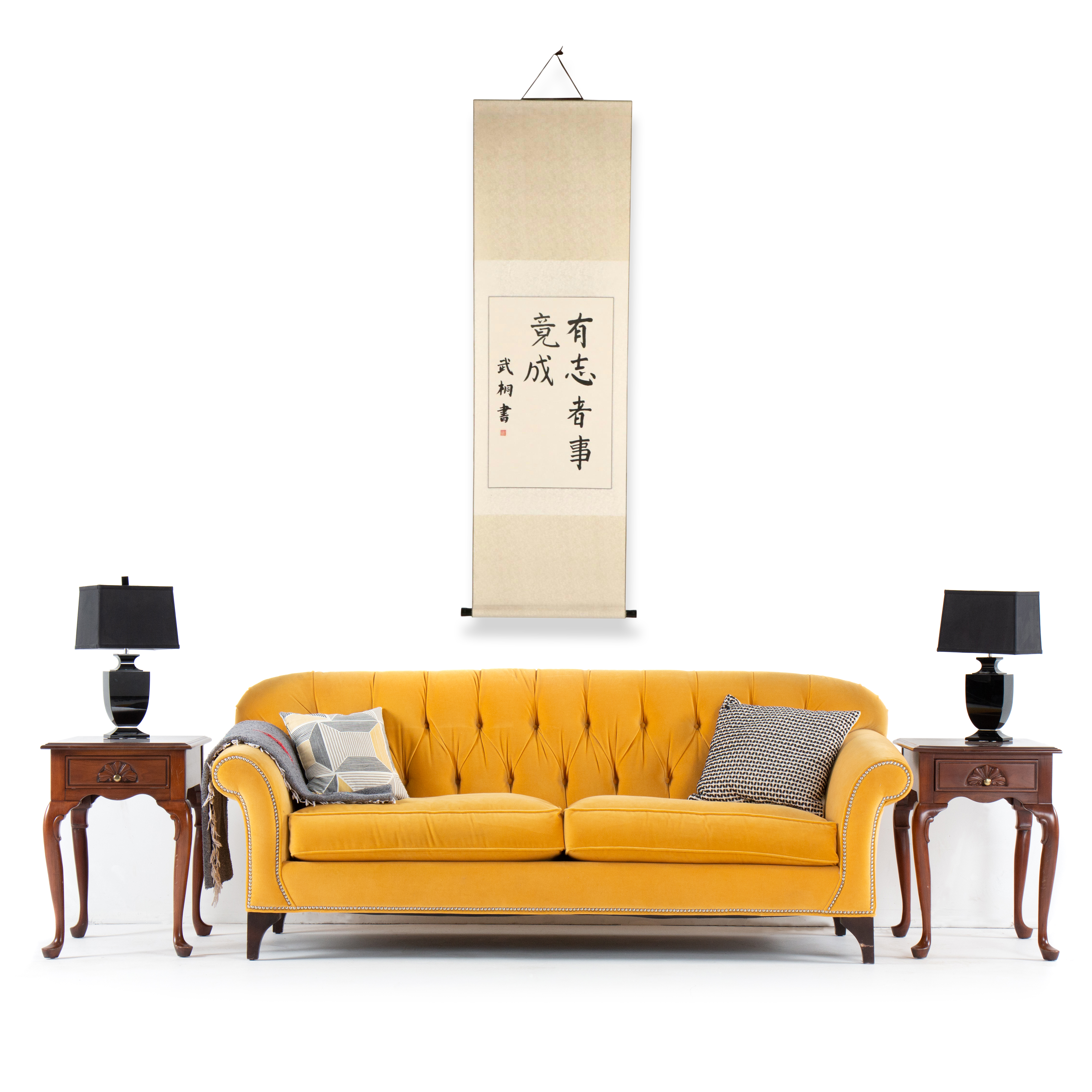 Chinese Calligraphy Lithograph Hanging Scroll, 20th Century