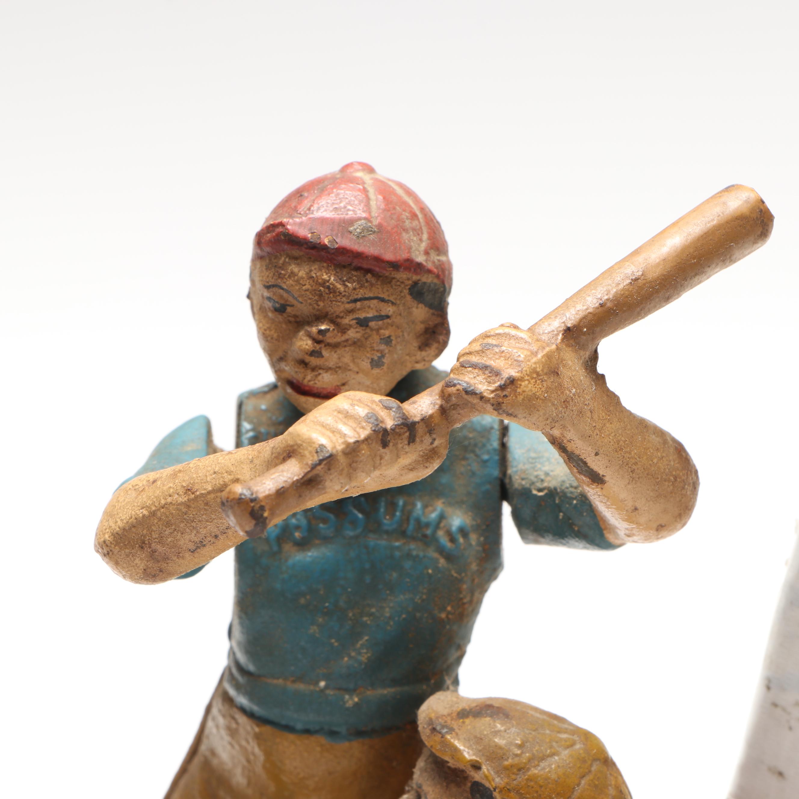 Reproduction "Hometown Battery" Cast Iron Baseball Mechanical Bank