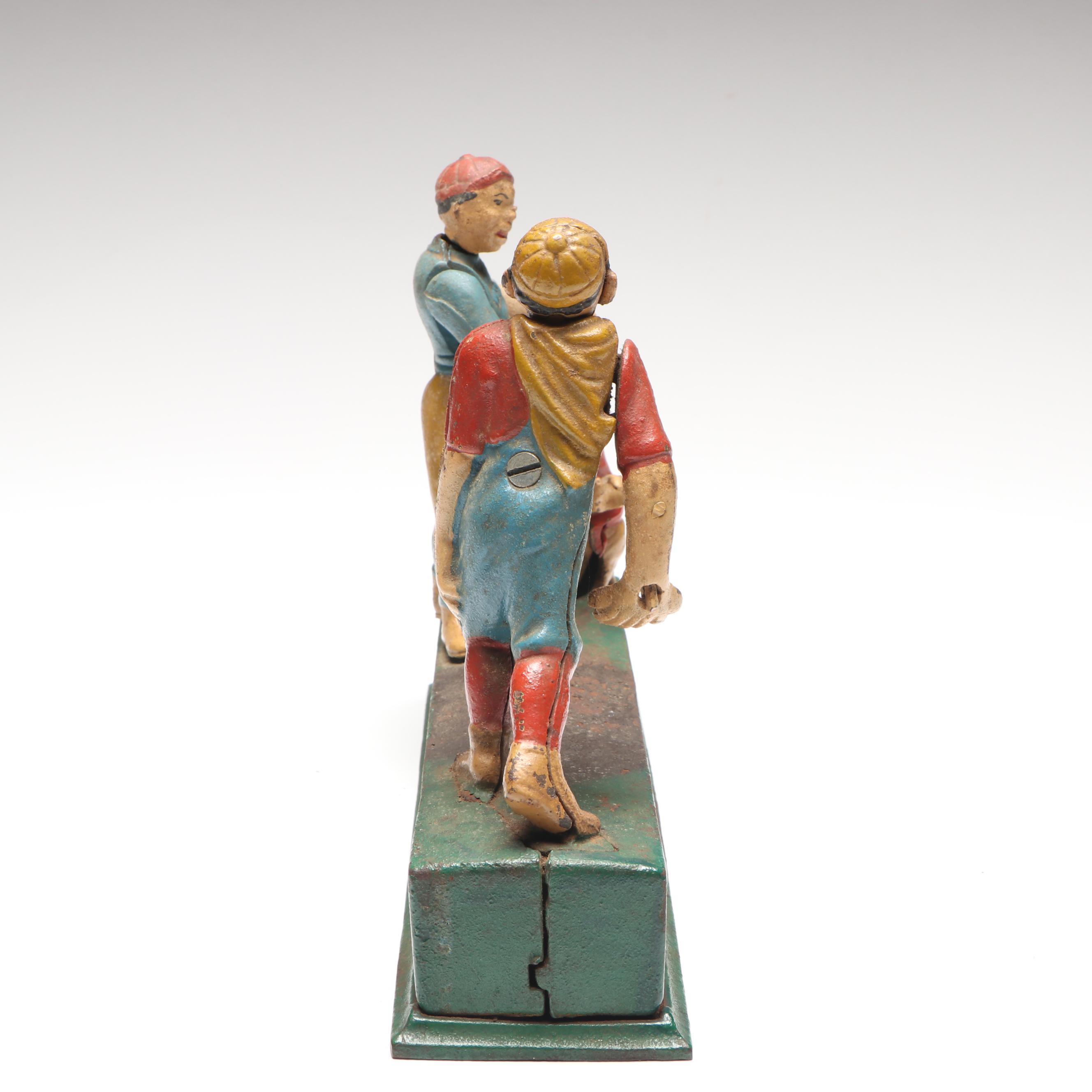 Reproduction "Hometown Battery" Cast Iron Baseball Mechanical Bank