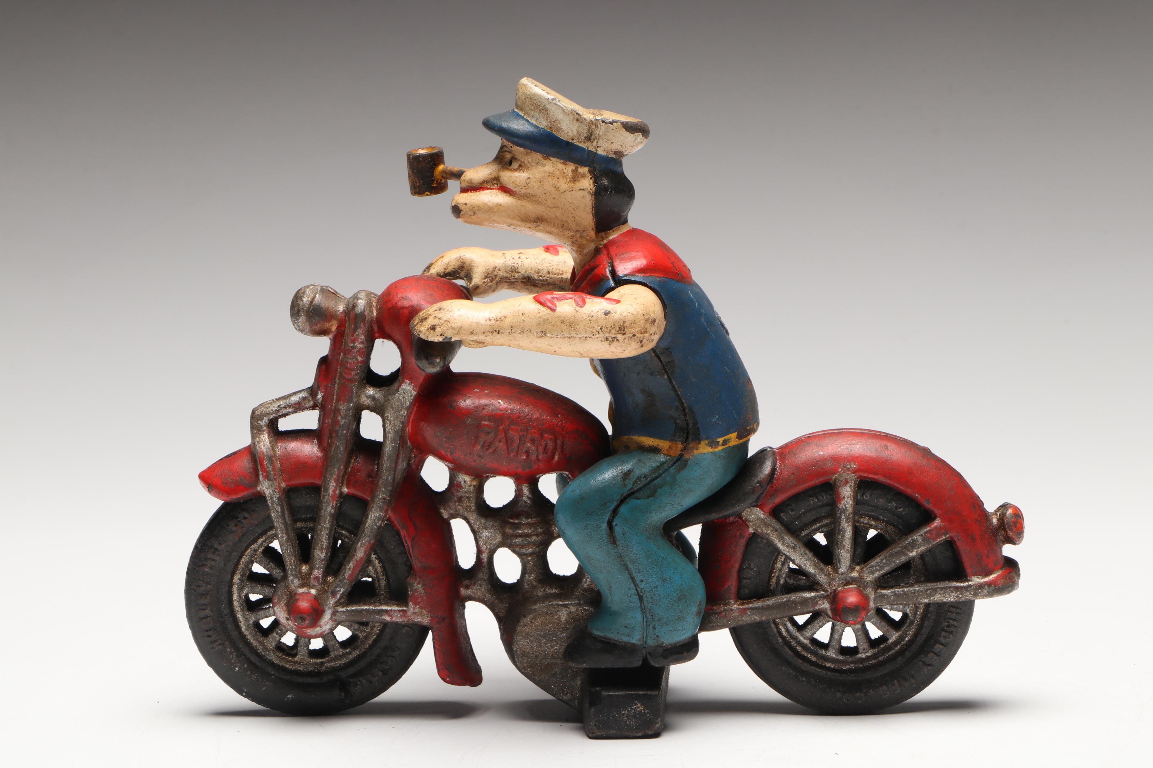 Hubley Reproduction "Popeye Motorcycle Patrol" Cast Iron Figurine