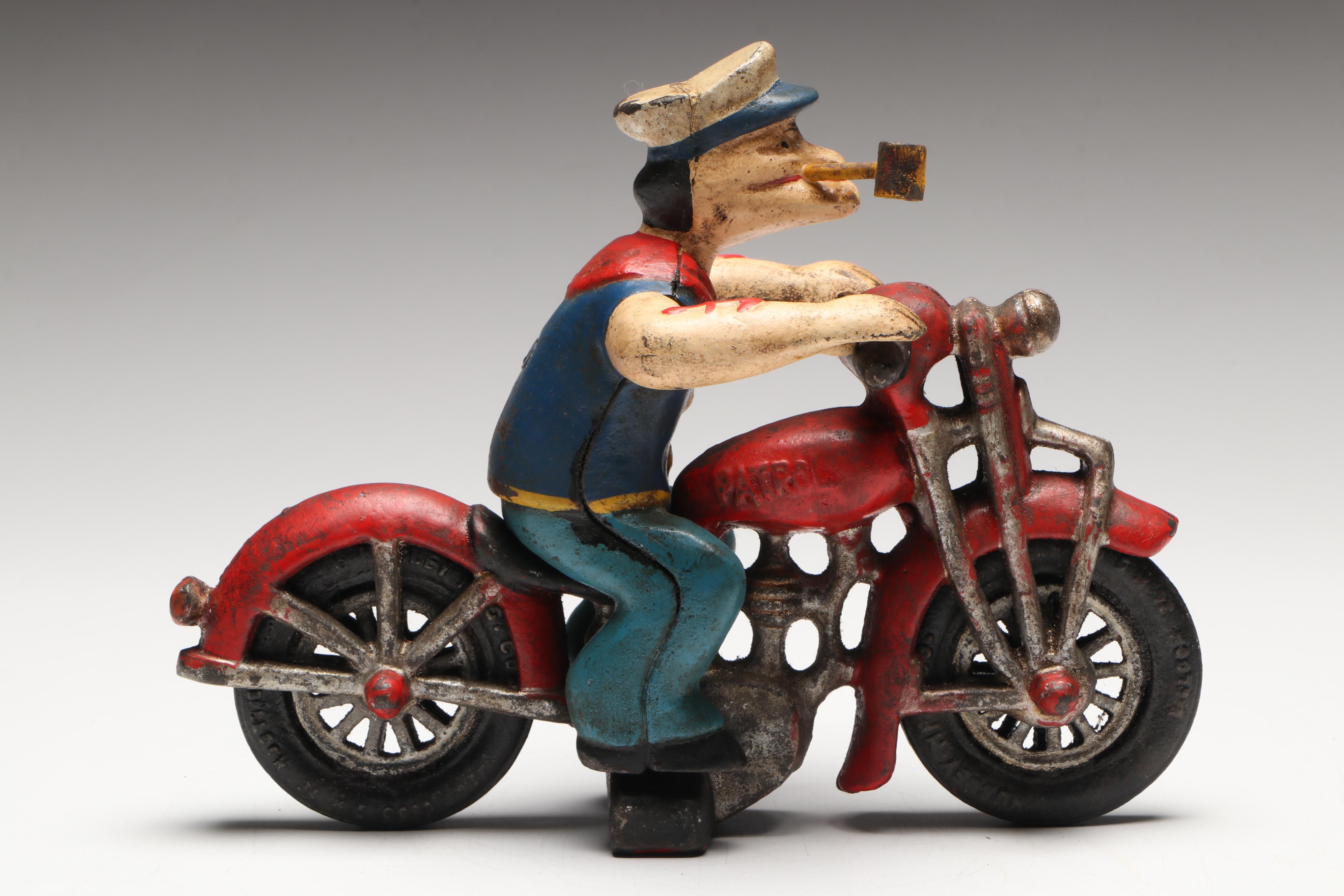 Hubley Reproduction "Popeye Motorcycle Patrol" Cast Iron Figurine