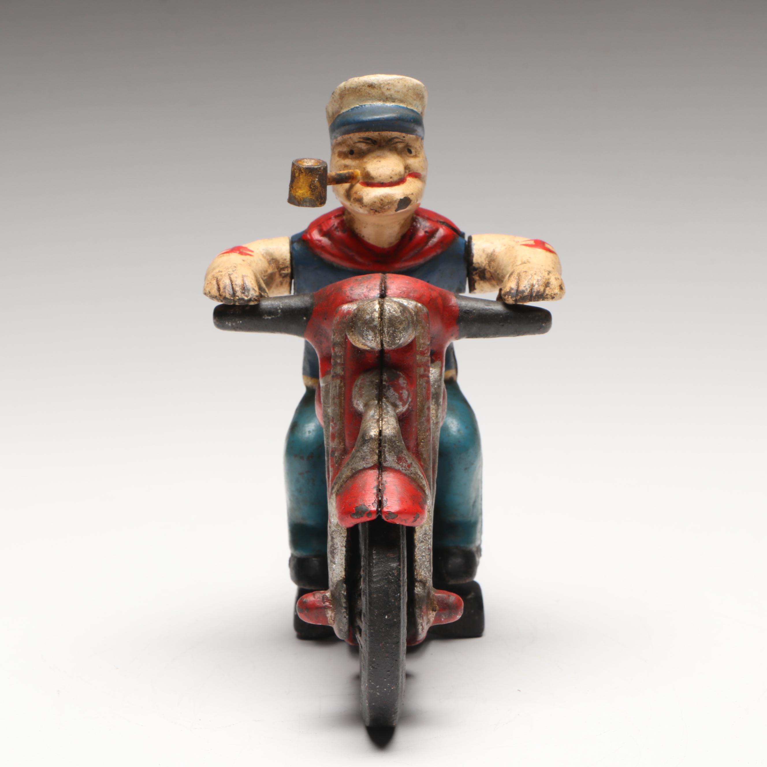 Hubley Reproduction "Popeye Motorcycle Patrol" Cast Iron Figurine