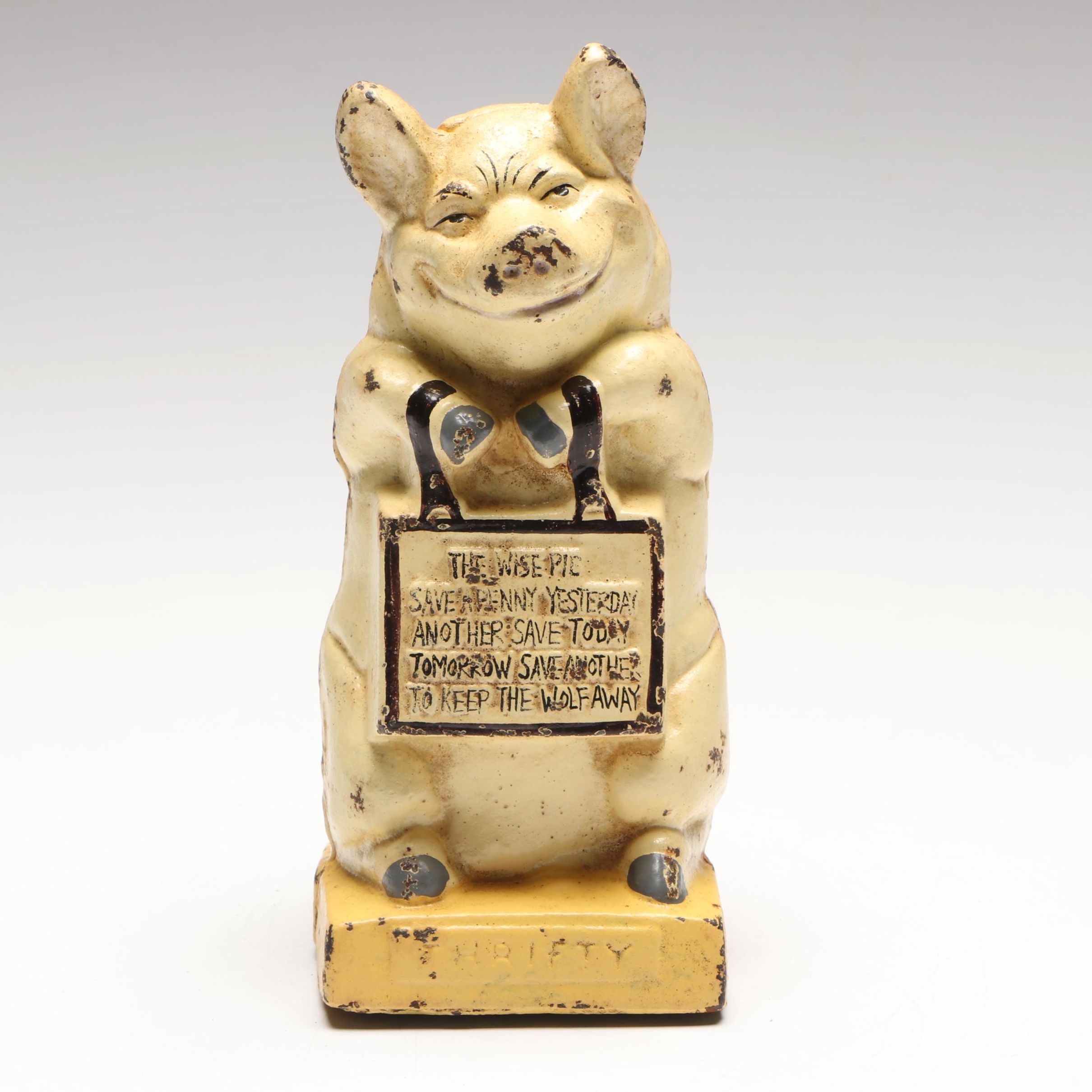 Hubley Style "Thrifty the Wise Pig" Reproduction Cast Iron Coin bank