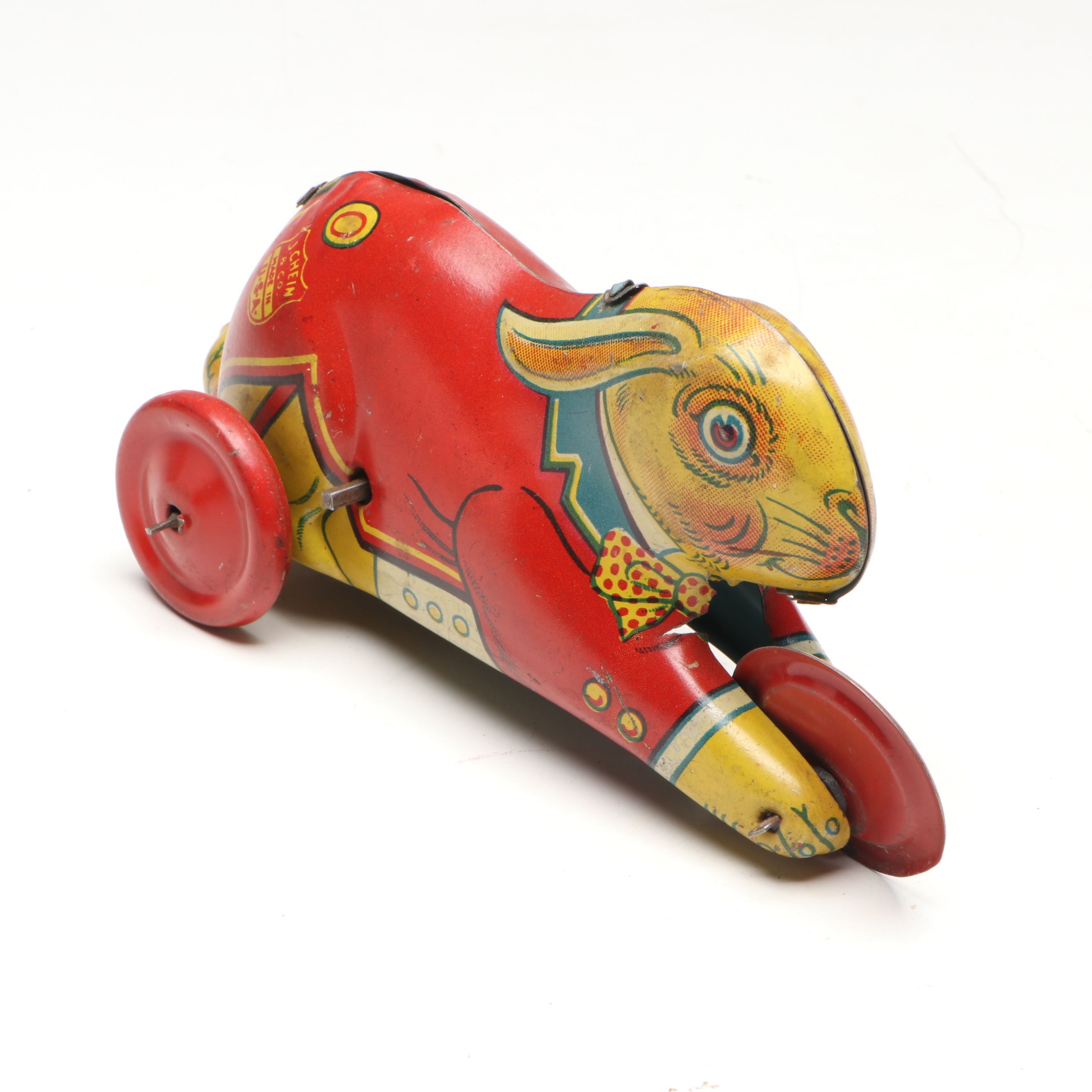 J. Chein & Co. Rabbit with Other Vintage Tin Litho Wind-Up Toys, Mid-20th C.