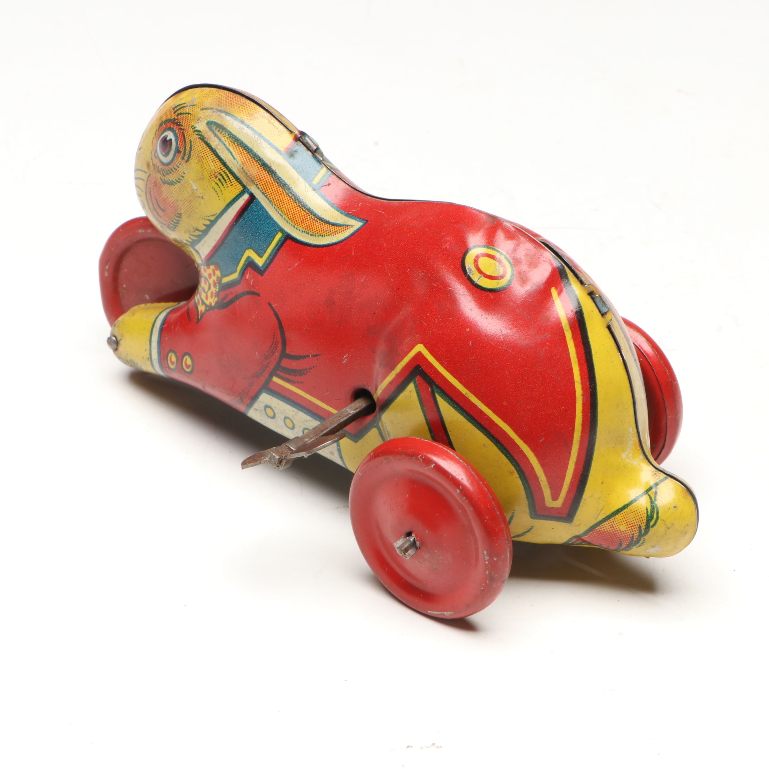 J. Chein & Co. Rabbit with Other Vintage Tin Litho Wind-Up Toys, Mid-20th C.