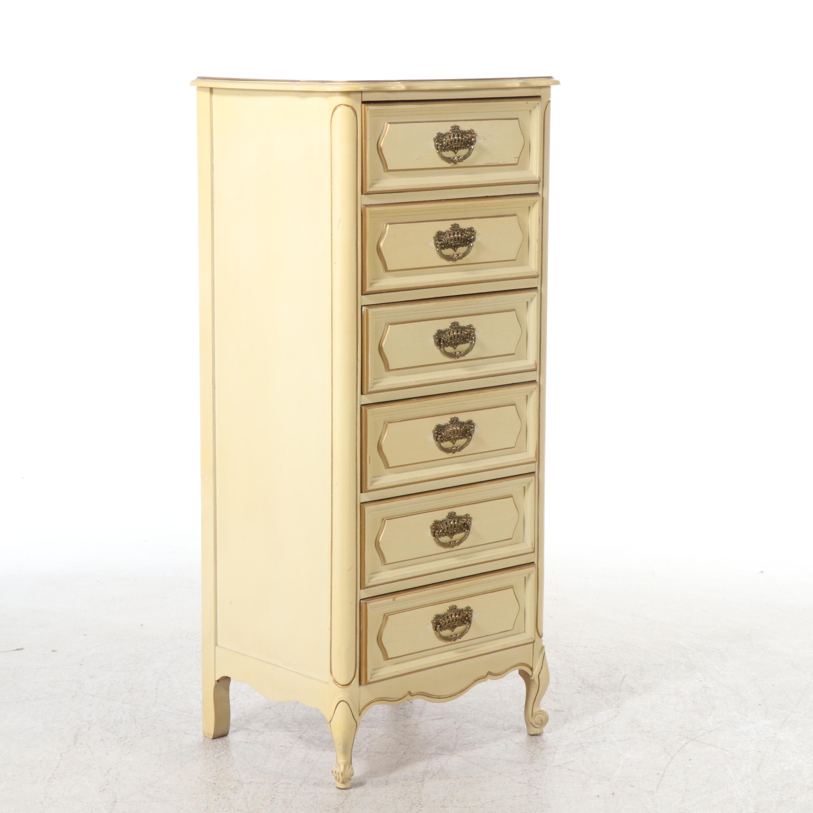 French Provincial Style Paint-Decorated Wood Lingerie Chest, Mid to Late 20th C.