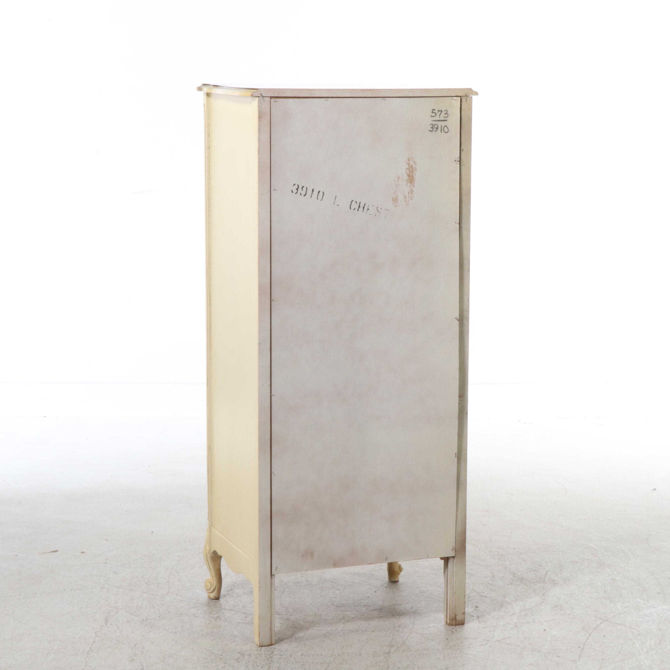 French Provincial Style Paint-Decorated Wood Lingerie Chest, Mid to Late 20th C.