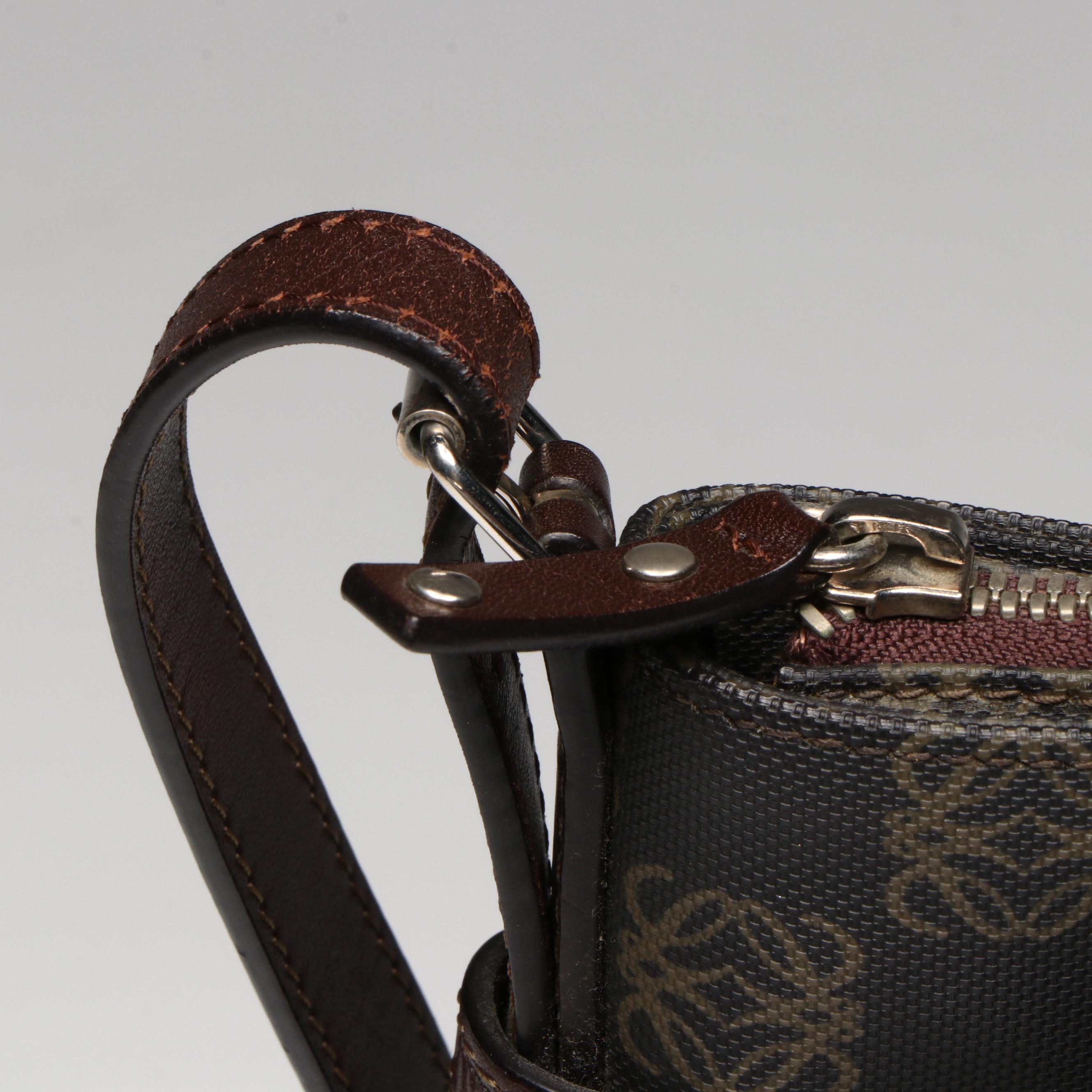 Loewe Anagram Messenger Bag with Detachable Pouch and Brown Leather Trim