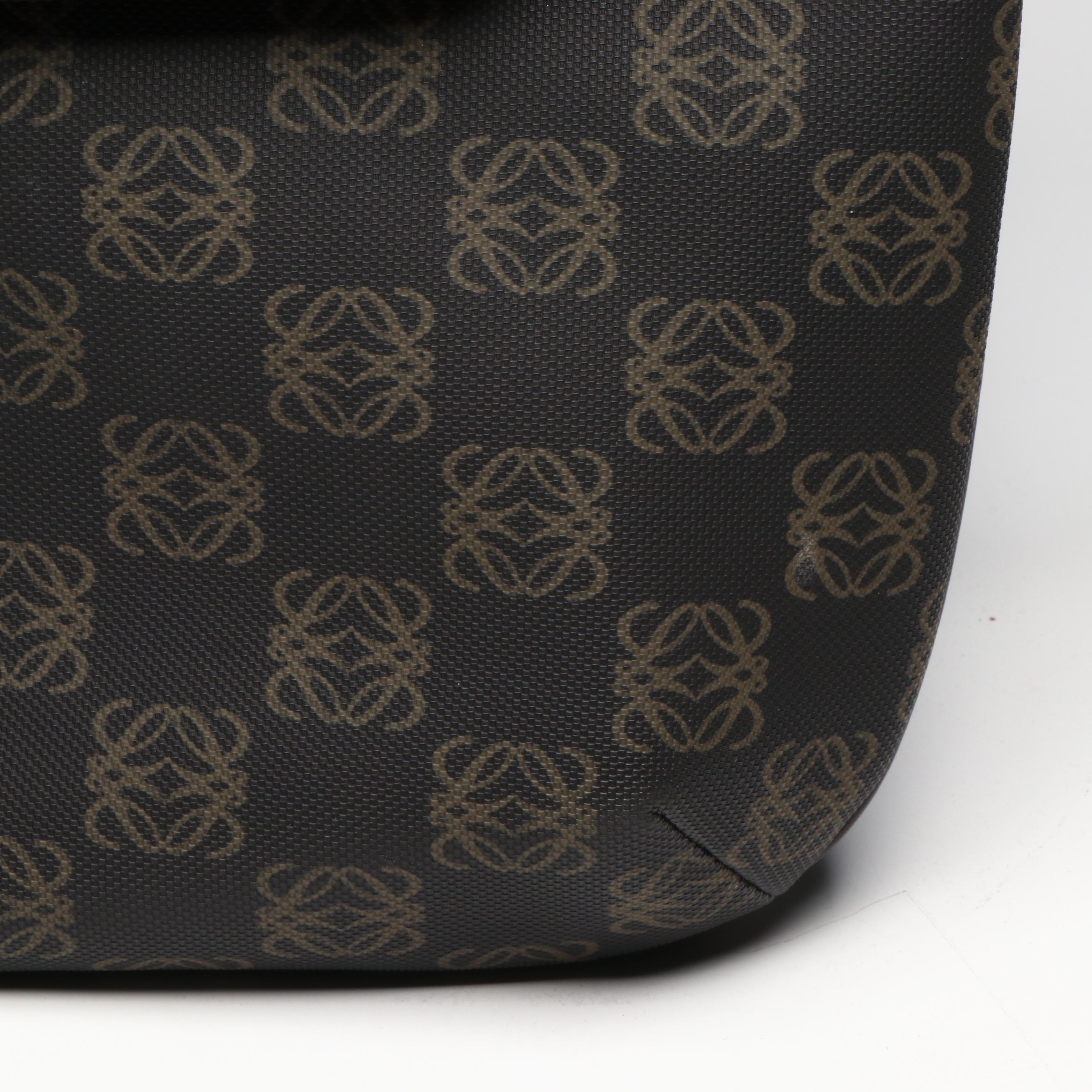 Loewe Anagram Messenger Bag with Detachable Pouch and Brown Leather Trim