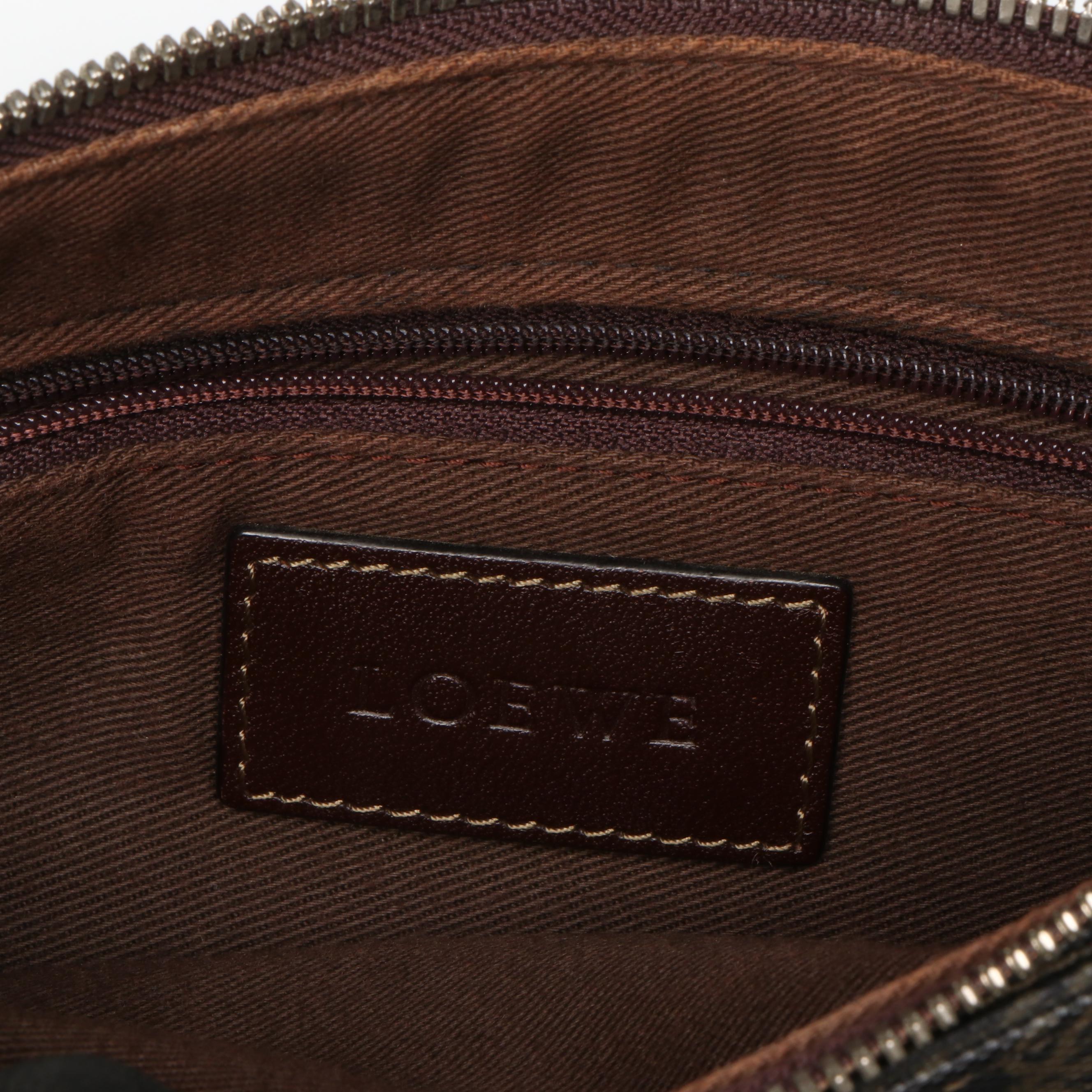 Loewe Anagram Messenger Bag with Detachable Pouch and Brown Leather Trim
