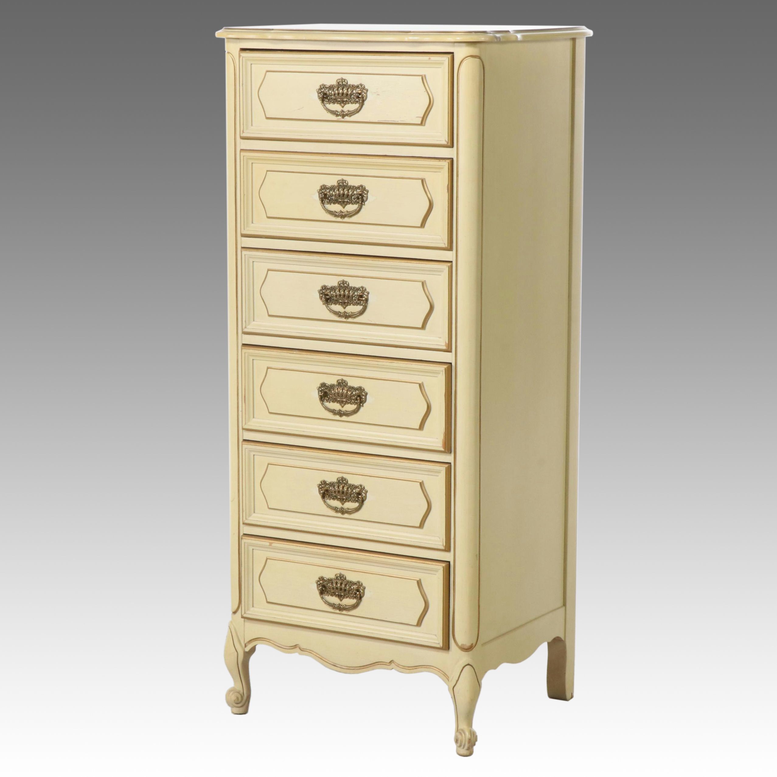 French Provincial Style Paint-Decorated Wood Lingerie Chest, Mid to Late 20th C.