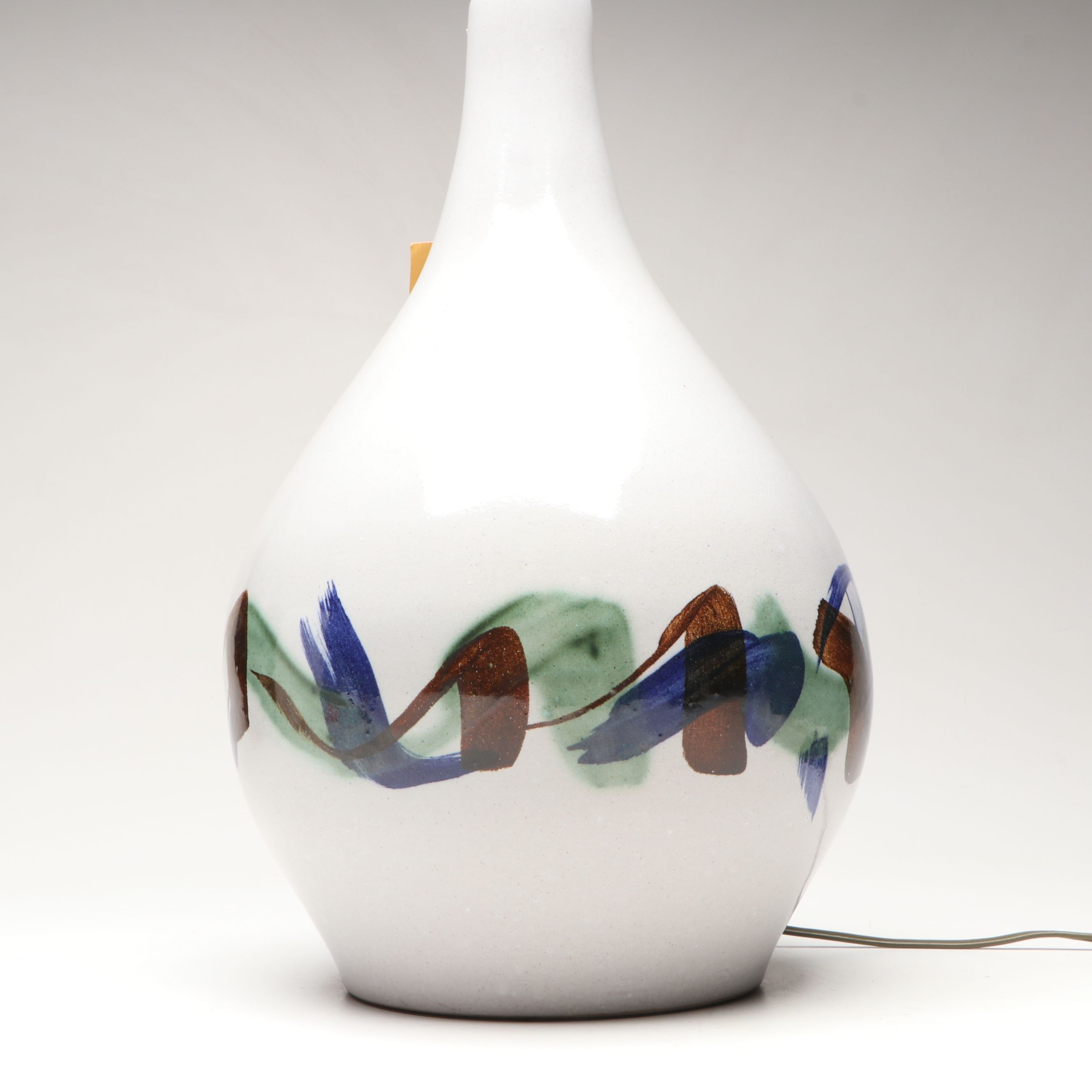 Martz Marshall Studios Abstract Hand-Painted Stoneware Lamp