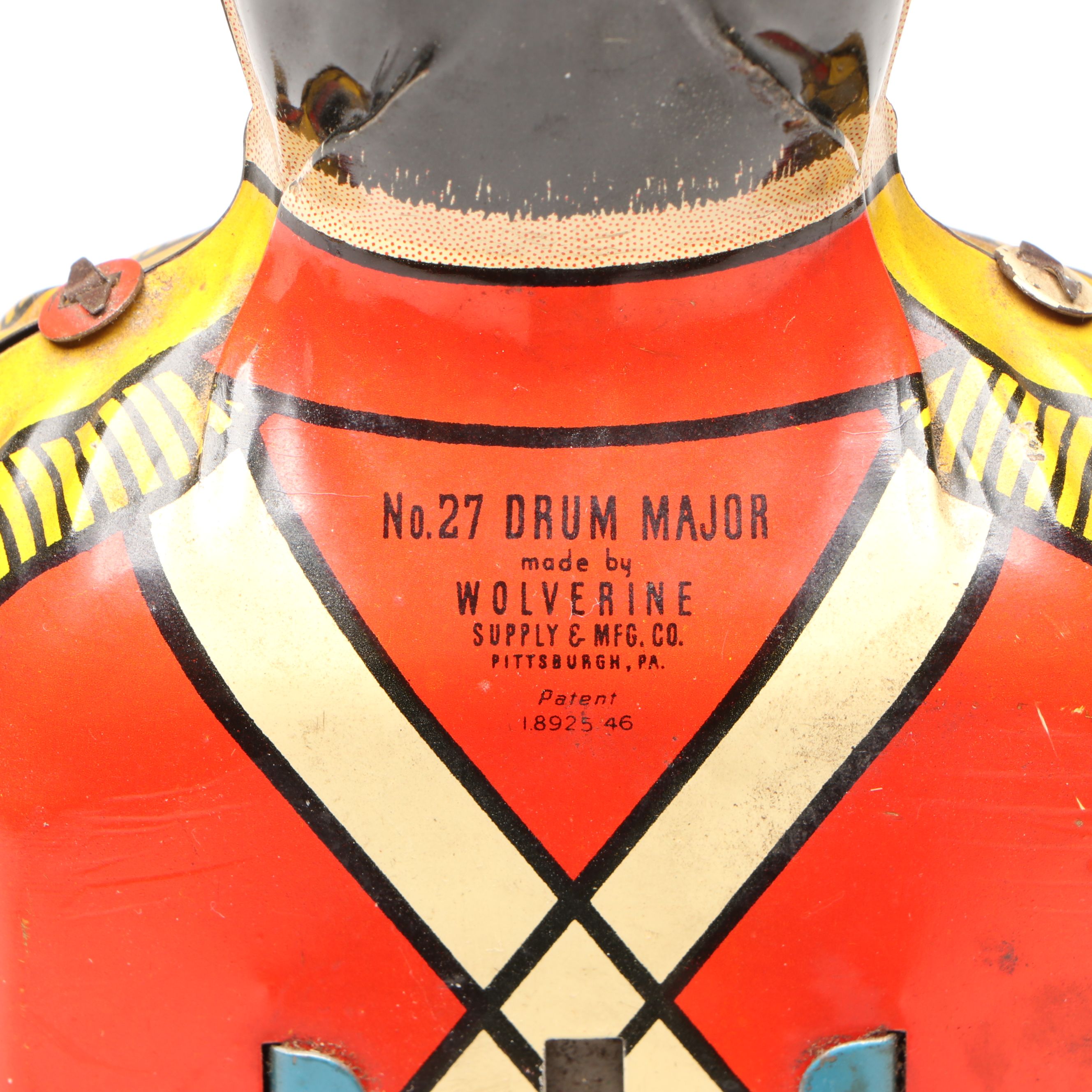 Wolverine No. 27 Drum Major Tin Litho Wind-Up Toy, Mid-20th C.