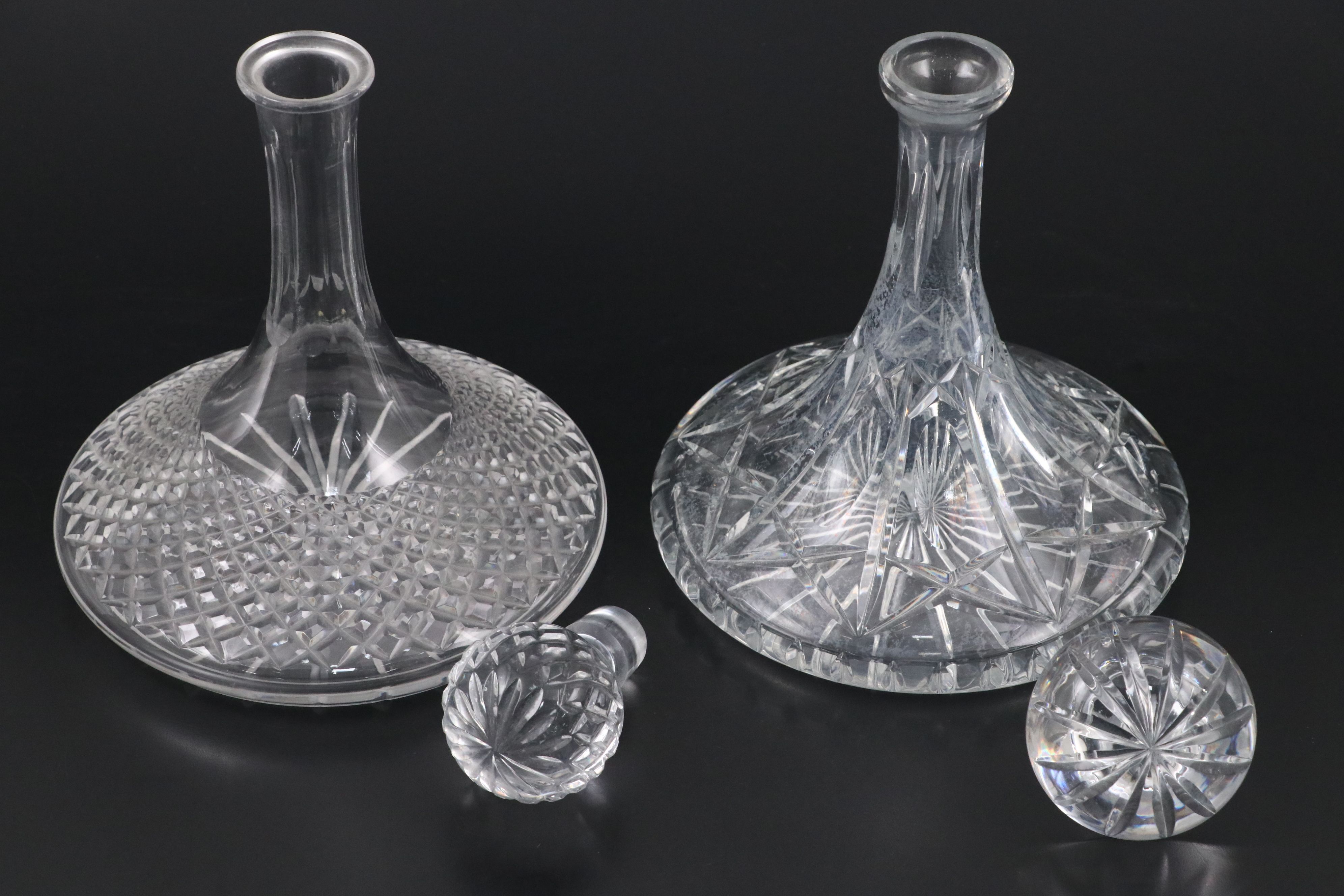 Two Cut Glass Ship's Decanters