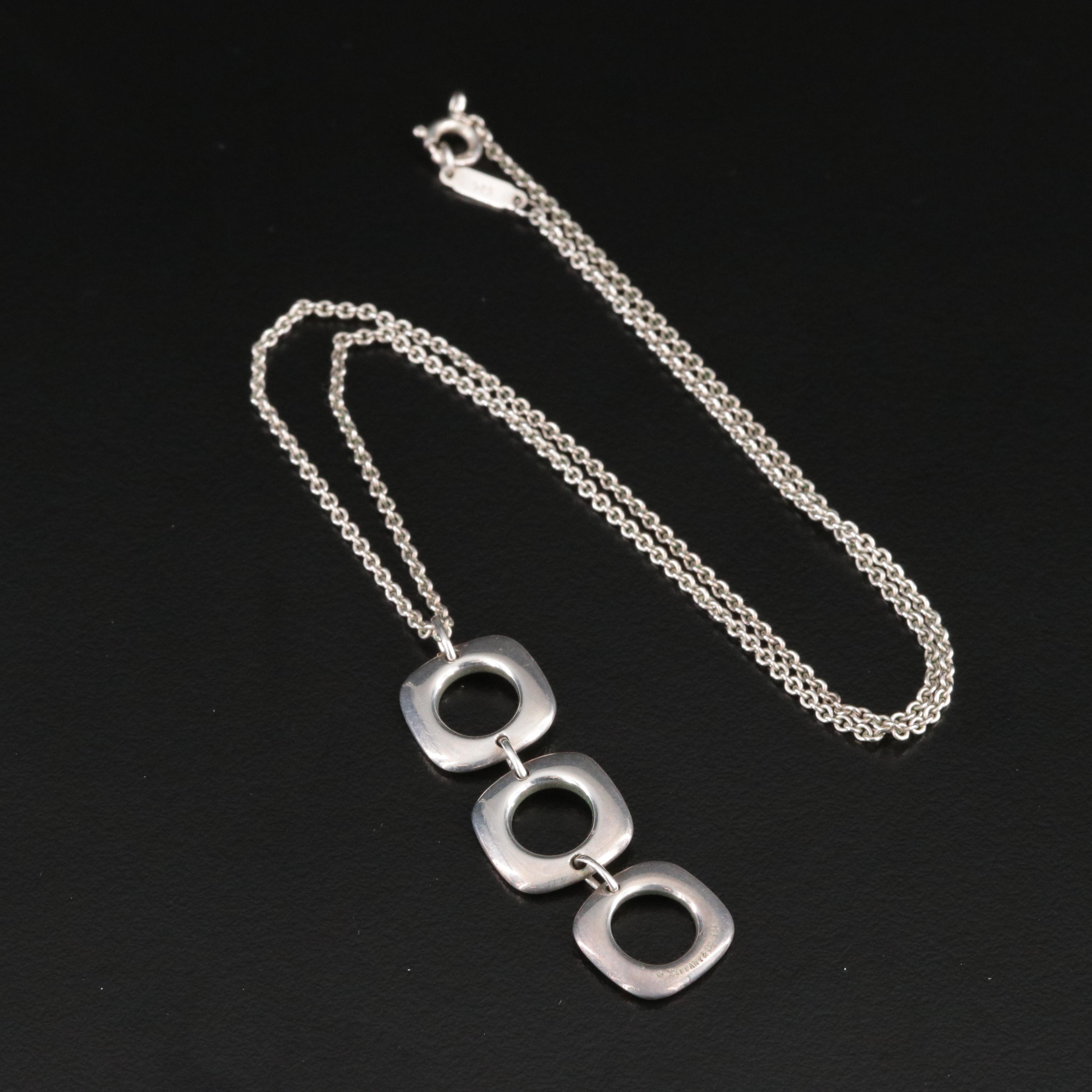 Tiffany & Co. Sterling Cushion Square Jewelry Set