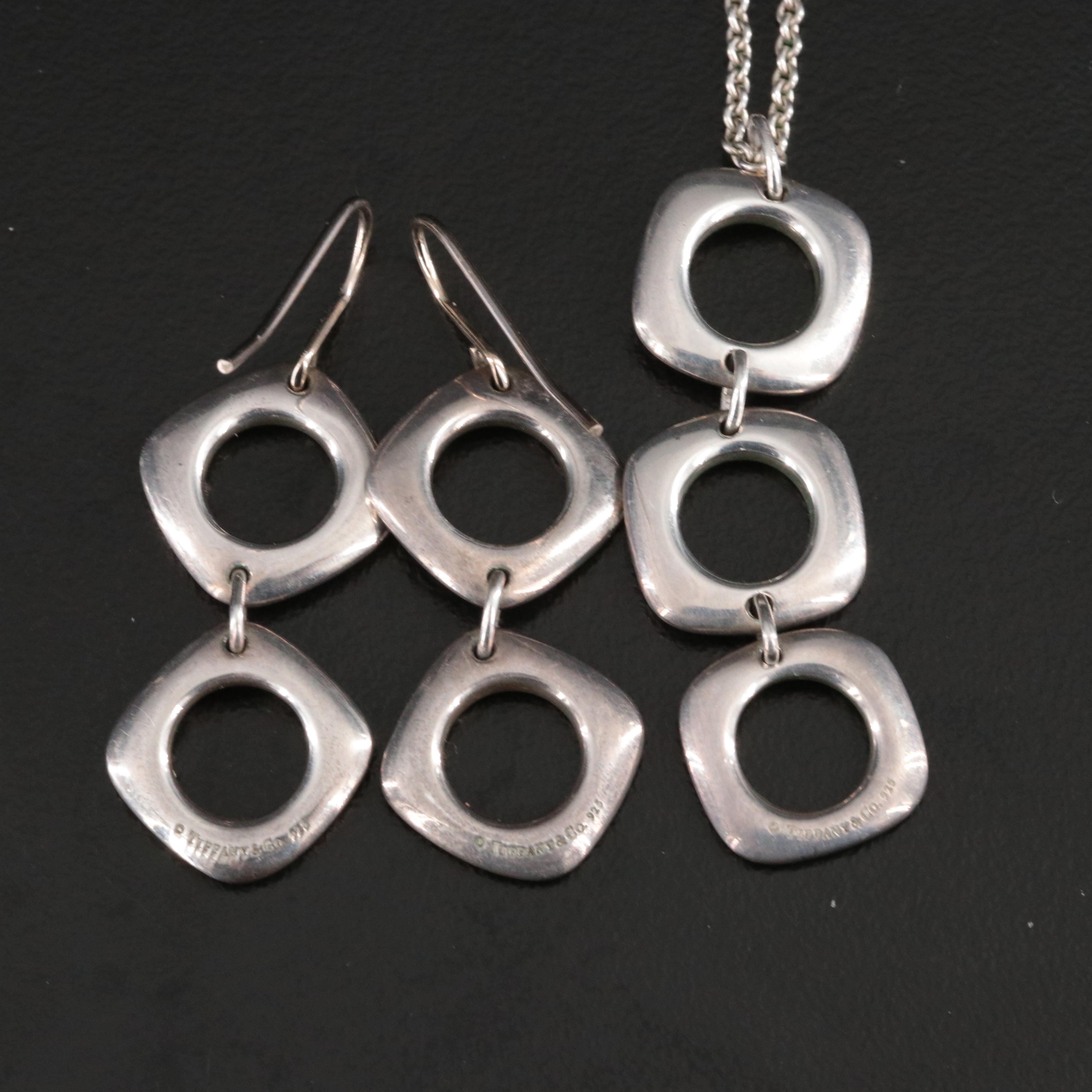 Tiffany & Co. Sterling Cushion Square Jewelry Set