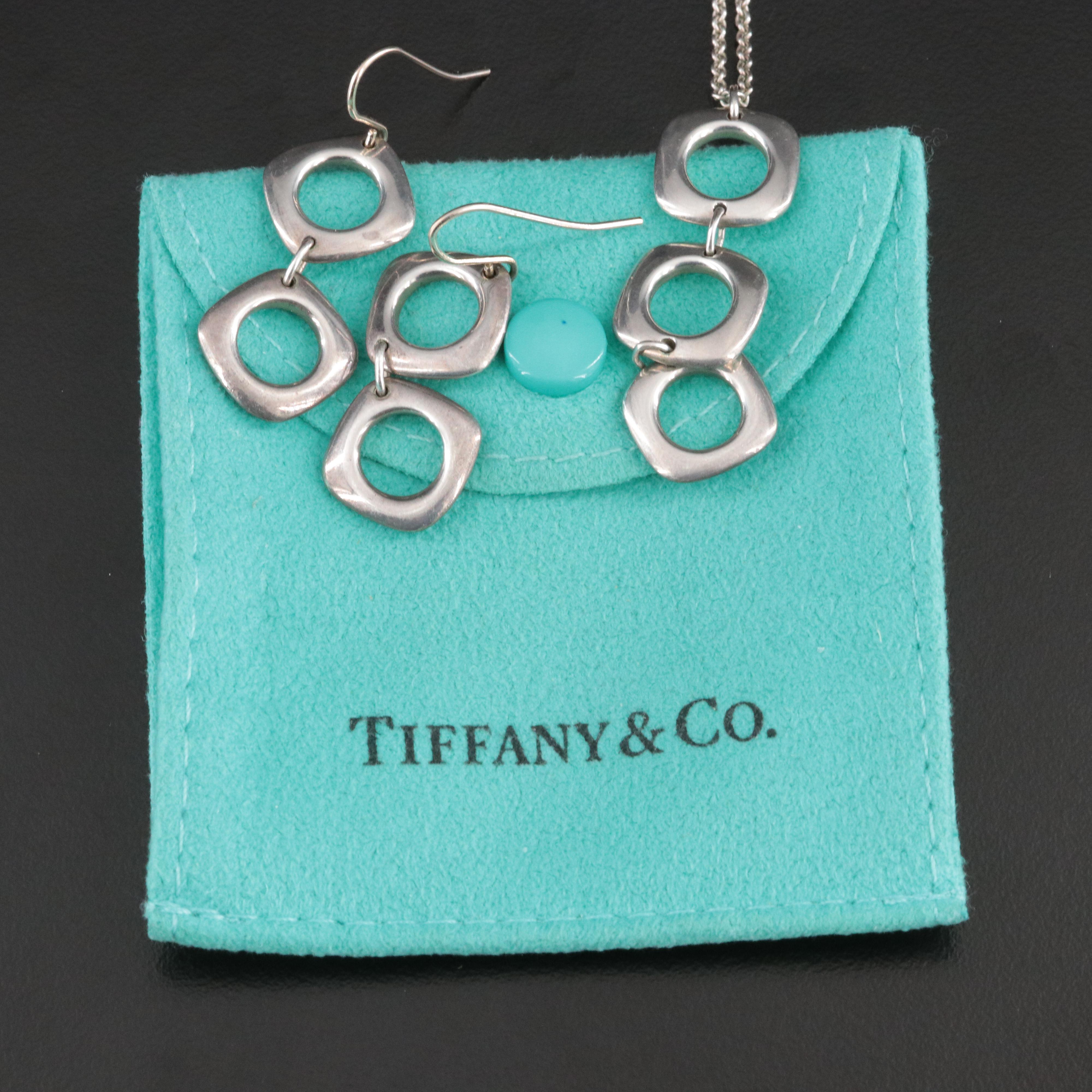 Tiffany & Co. Sterling Cushion Square Jewelry Set