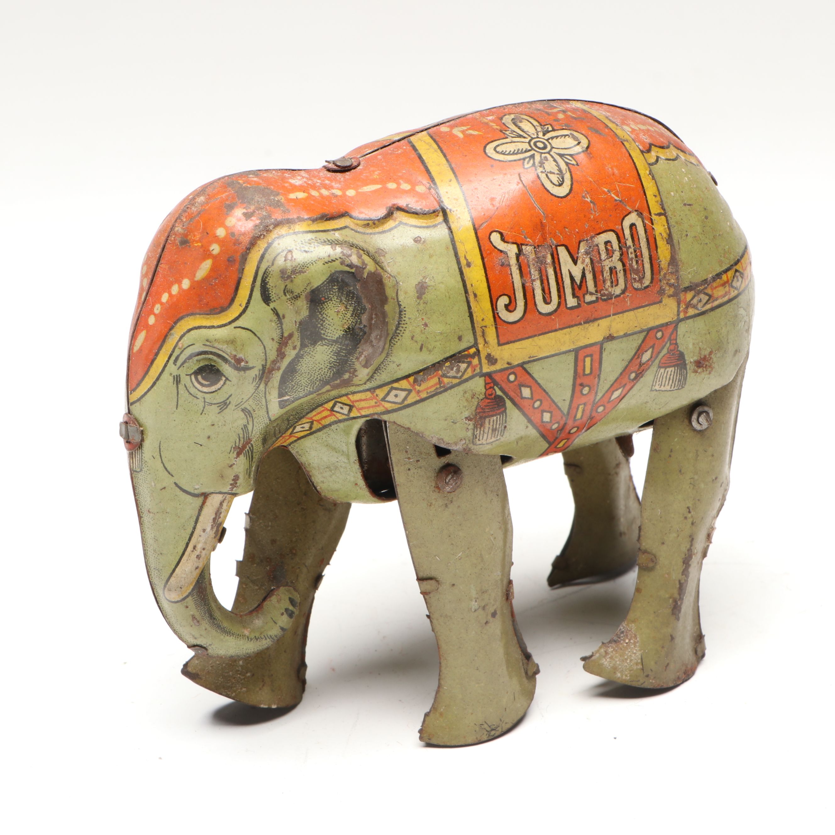 Pair of German Tin Litho Elephant Wind-Up Toys, 1950s