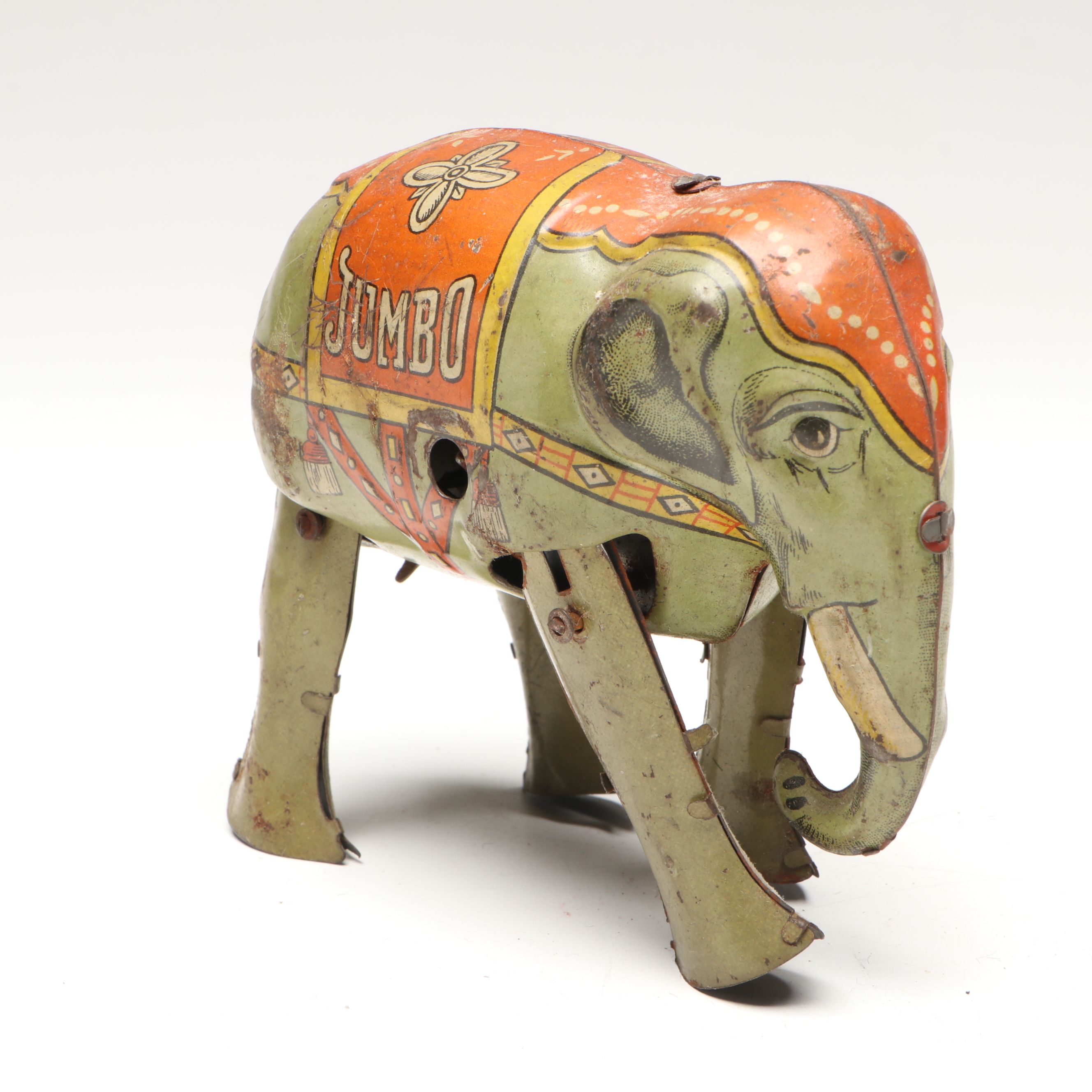 Pair of German Tin Litho Elephant Wind-Up Toys, 1950s