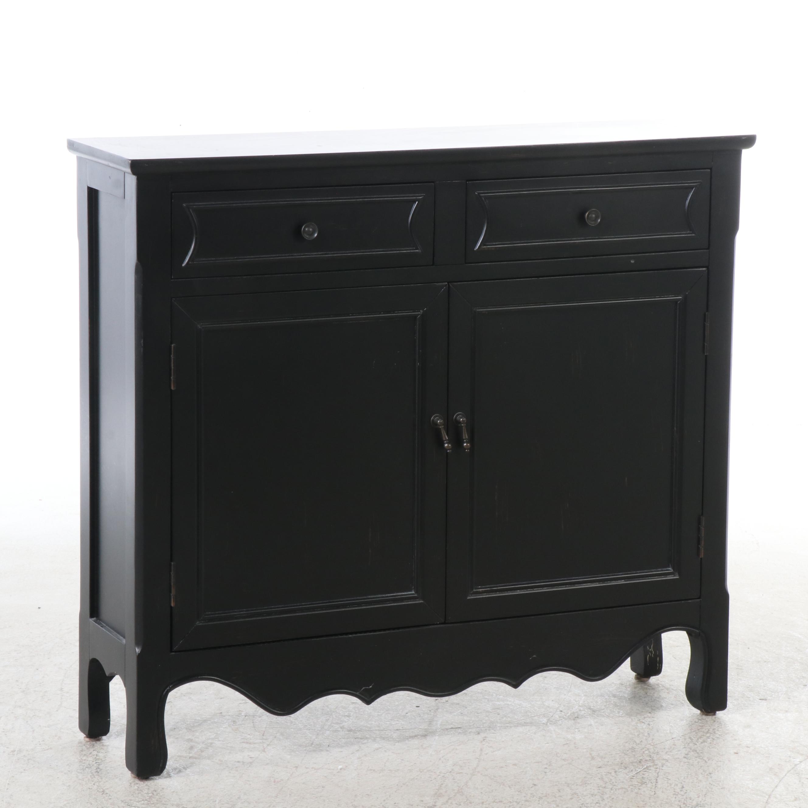 Contemporary Black Painted Console Cabinet