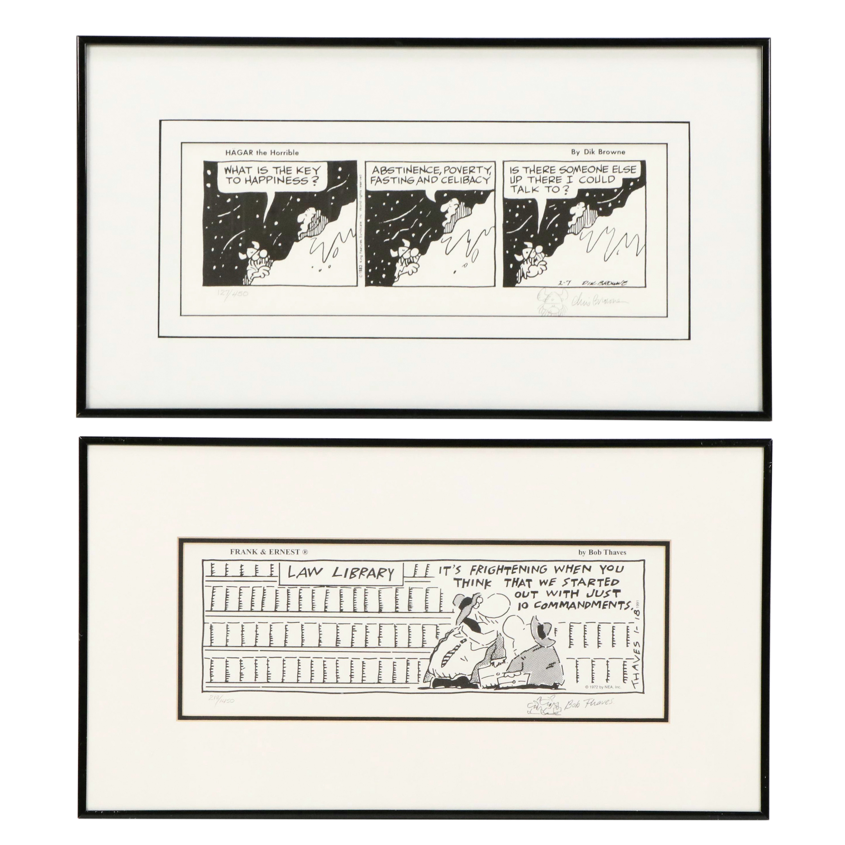 Bob Thaves "Frank & Ernest" and Dik Browne "Hagar the Horrible" Comic Prints