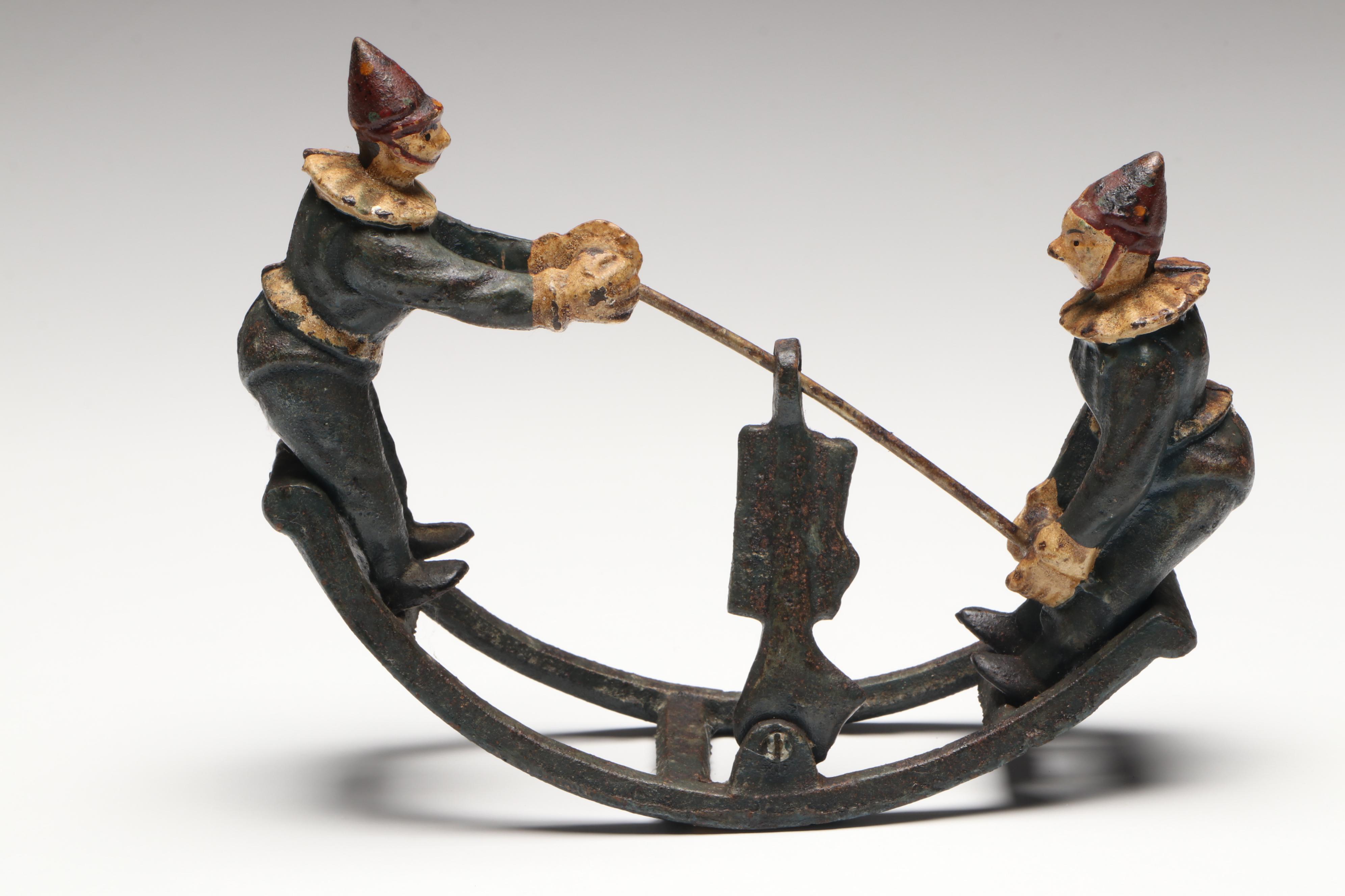 Polychrome Cast Iron Clown Teeter-Totter