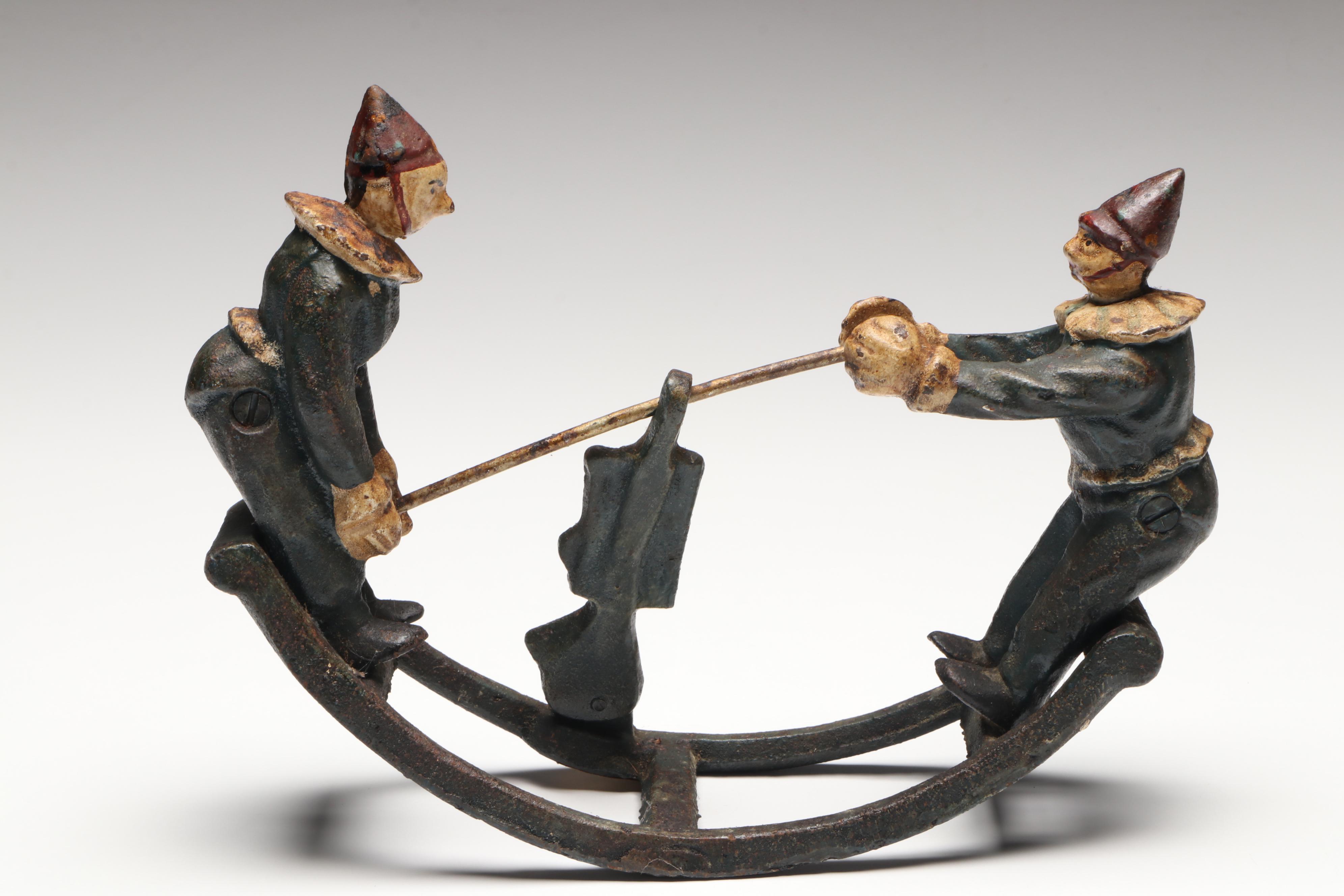 Polychrome Cast Iron Clown Teeter-Totter