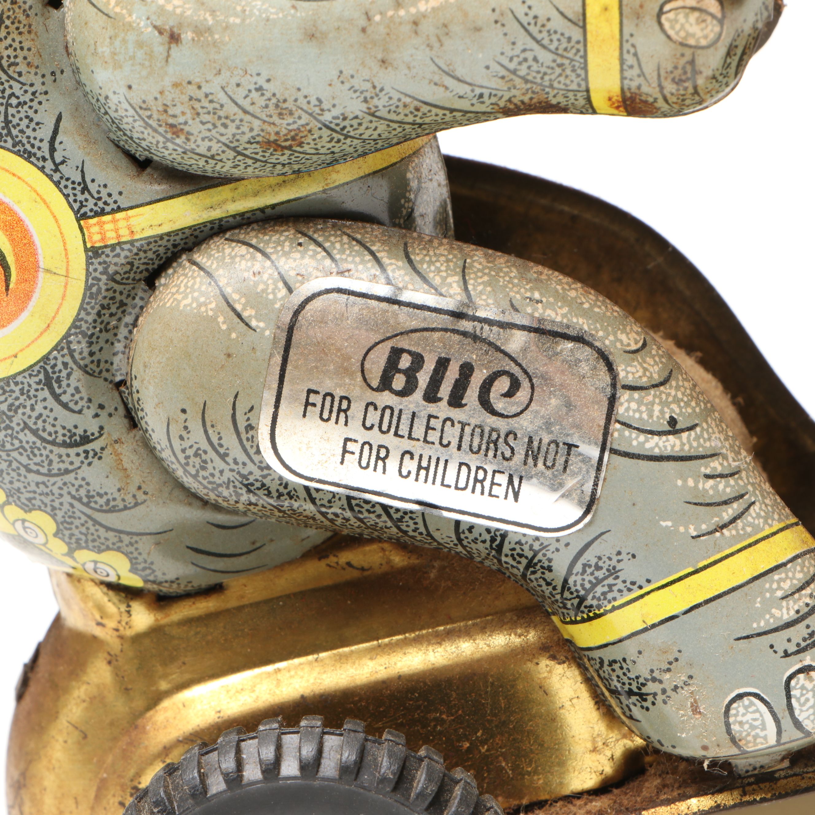 Blic Elephant Riding Tricycle Tin Litho Wind-Up Toy, Late 20th Century