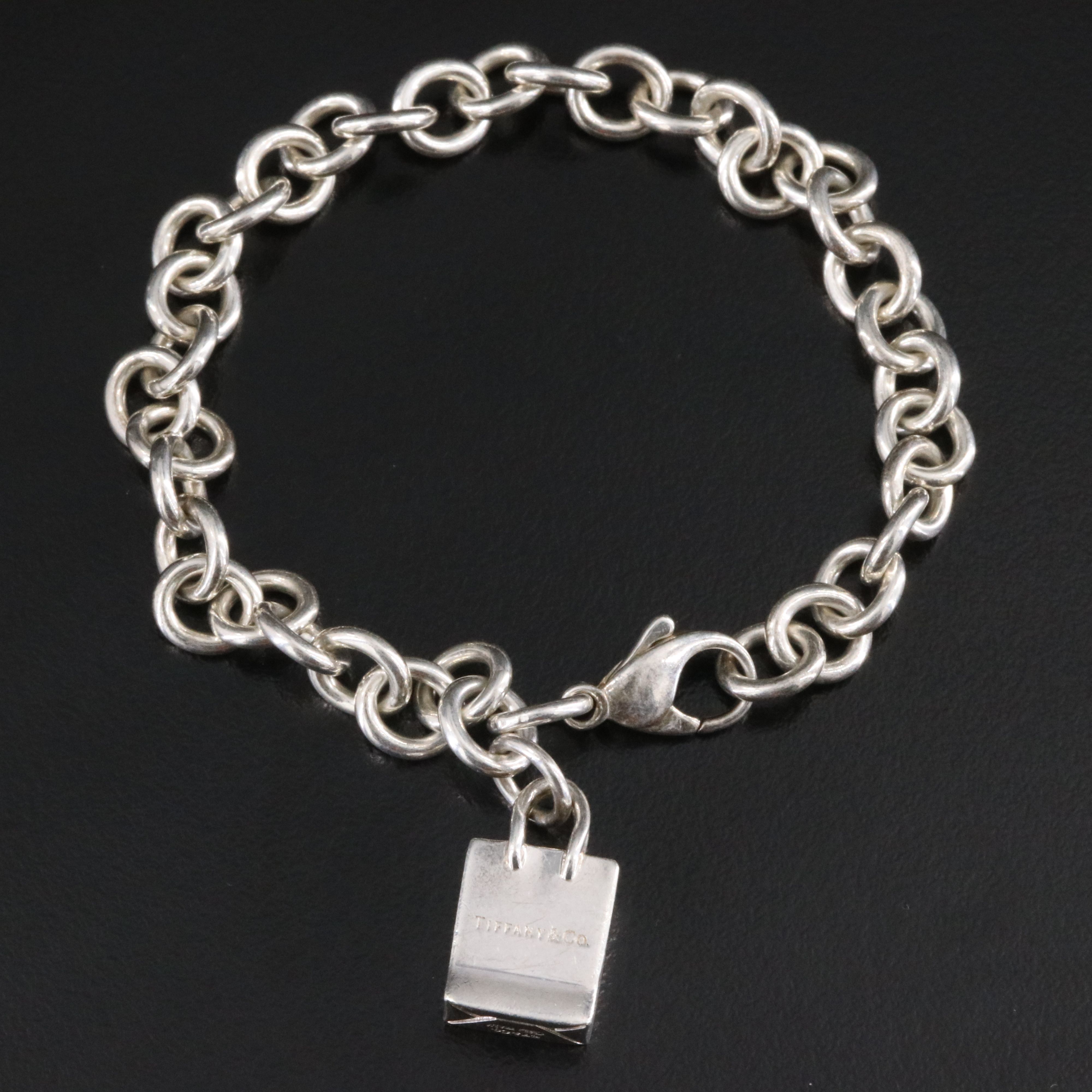 Tiffany & Co. Sterling Shopping Bag Signature Charm Bracelet