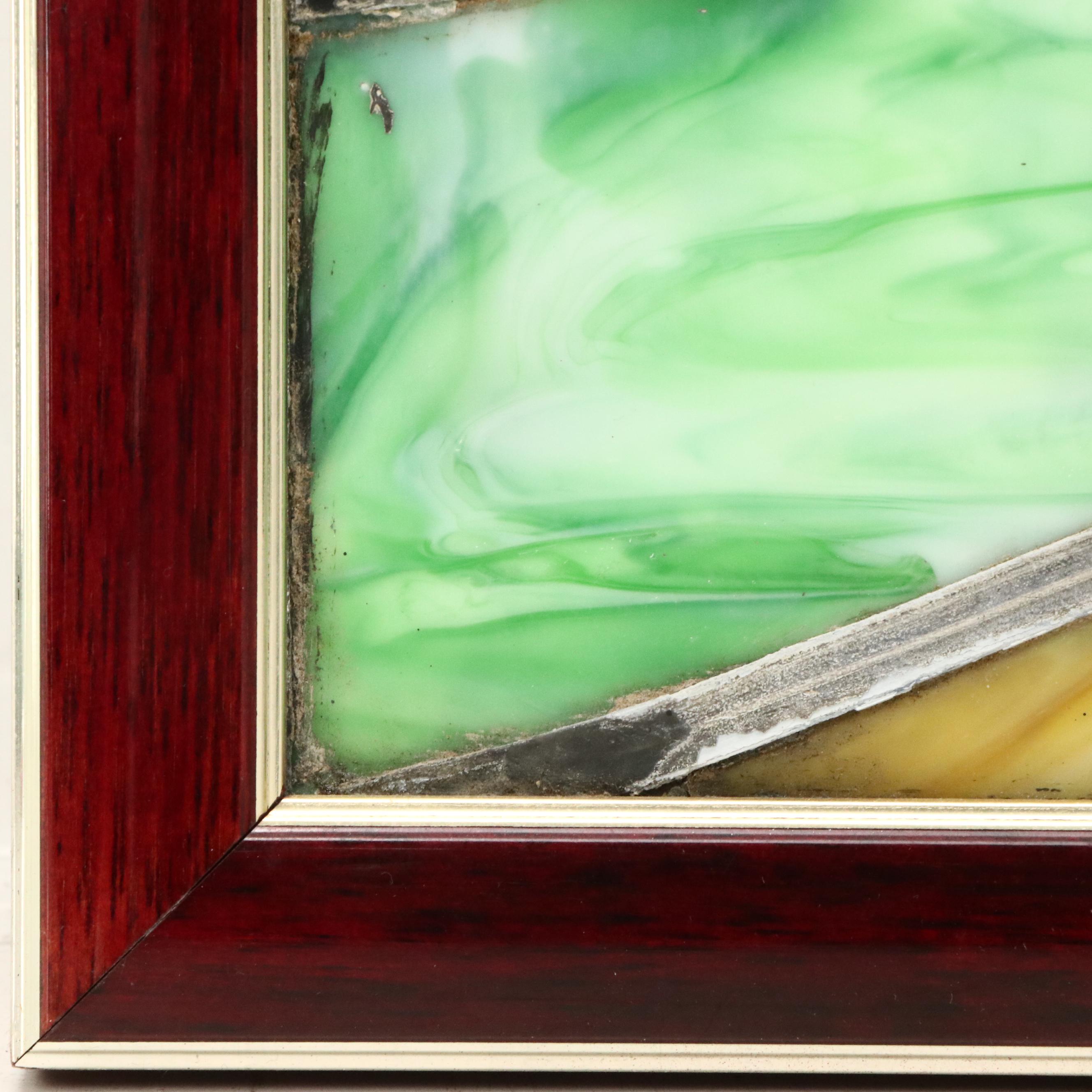 Country Road Pictorial Stained Glass Panel, 20th Century