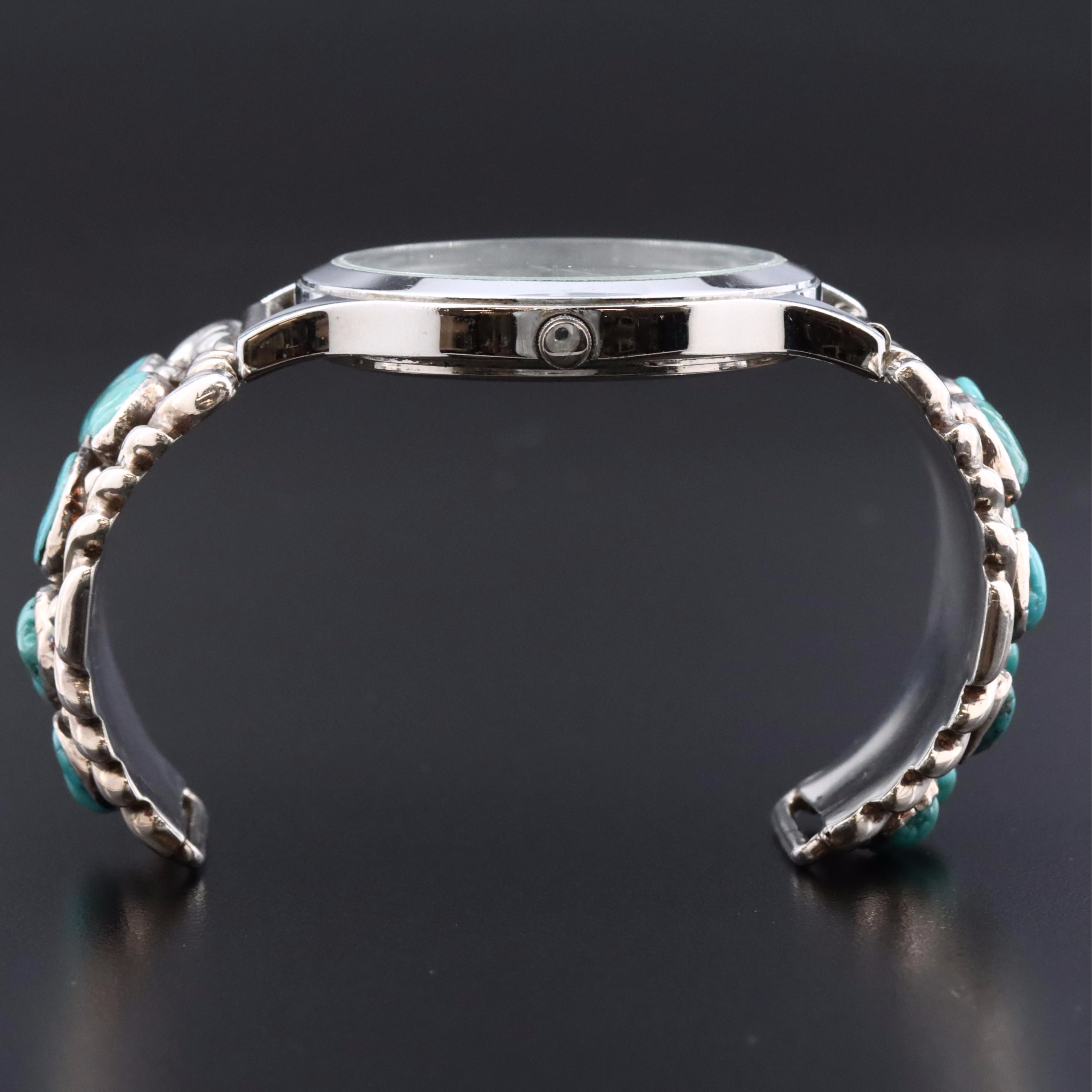 Speidel Watch with Artist Signed Sterling and Turquoise Cuffs