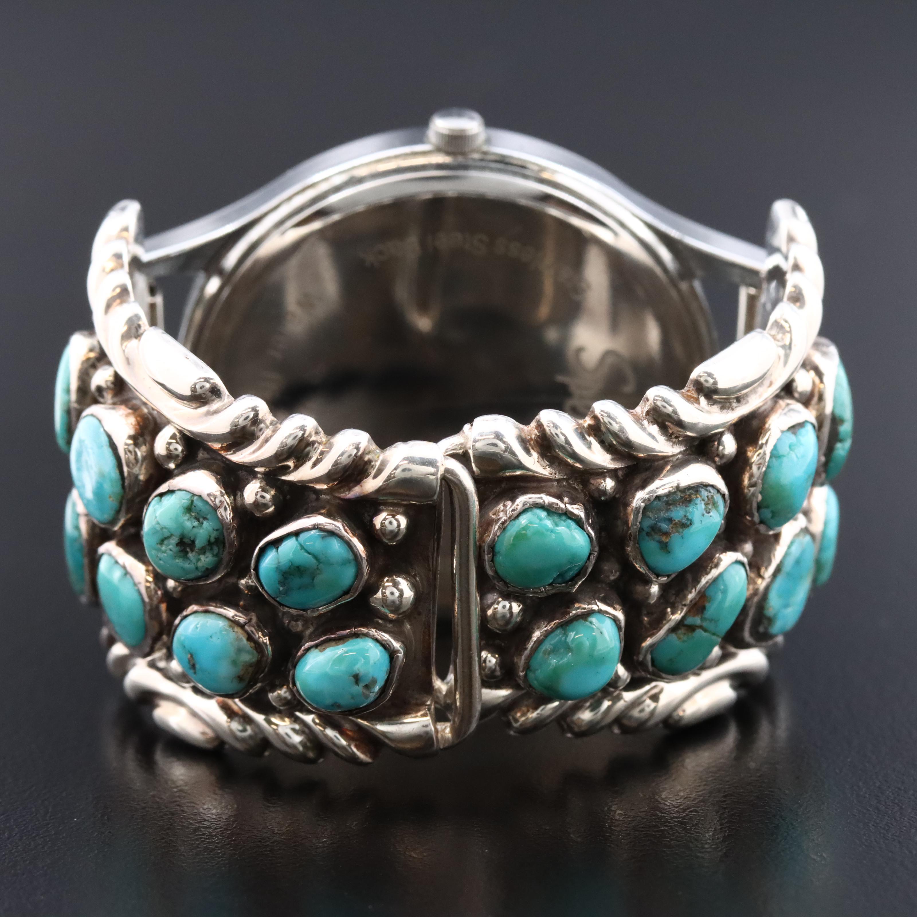 Speidel Watch with Artist Signed Sterling and Turquoise Cuffs