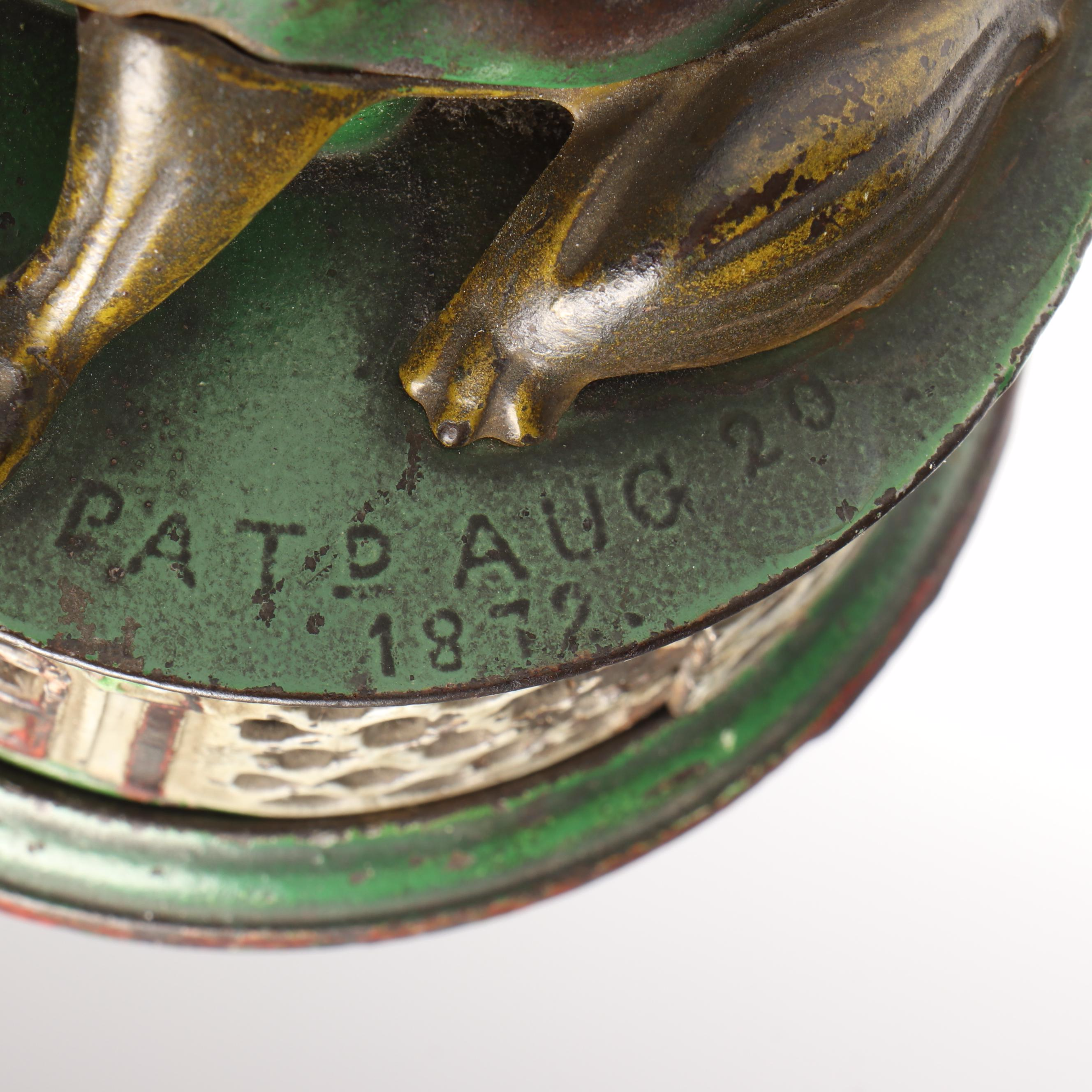 J & E Stevens Co. Cast Iron Mechanical Frog Bank, Late 19th Century