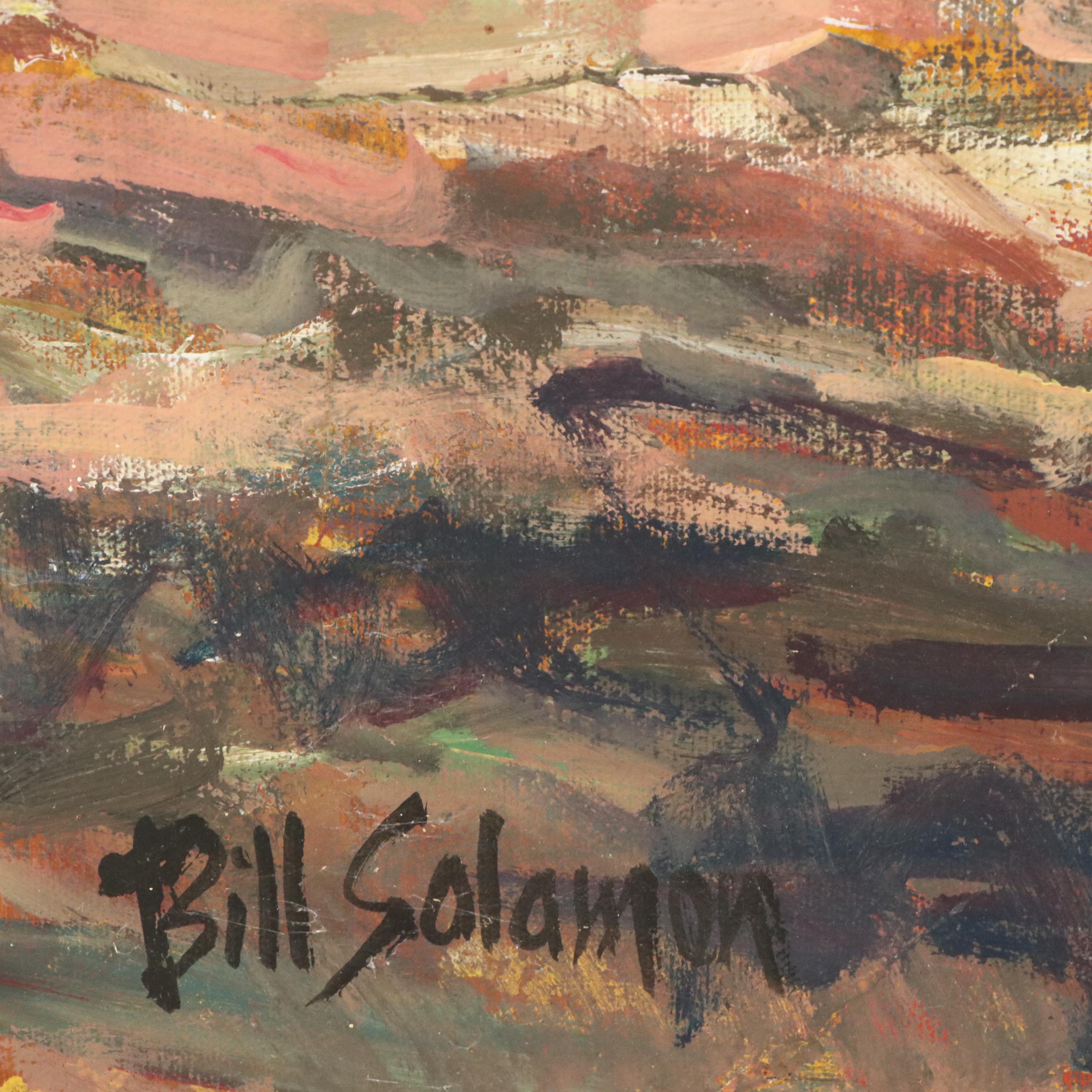 Bill Salamon Acrylic Painting of Coastal Scene With Seated Man, Mid-20th Century